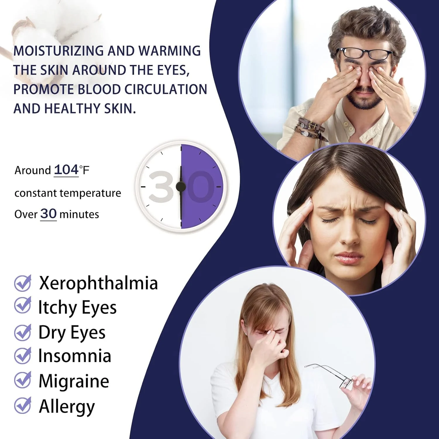 ماسک چشم بخار HIQUAY، 10 عدد ماسک چشم برای سیاهی دور چشم و پف کردگی، تسکین دهنده یکبار مصرف برای سردرد، خشکی چشم، تسکین استرس، رفع خستگی چشم، ماسک چشم بخار، ماسک چشم حرارتی خواب برای پف چشم