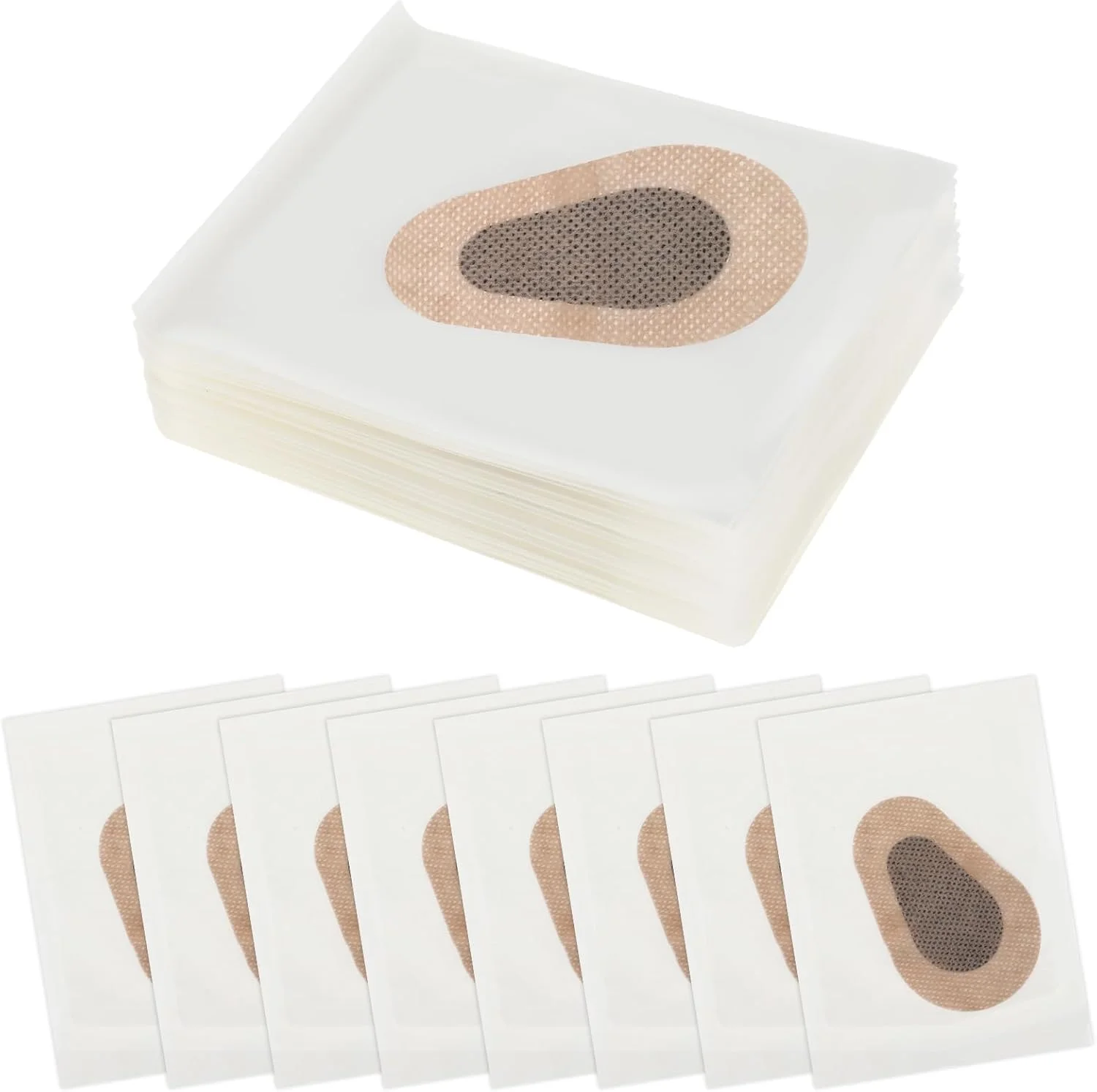 چشم بند خود چسب 40 عددی، 7.62 در 5.08 سانتی متر، چشم بند یکبار مصرف بزرگسالان، پارچه نبافته، پد چشم برای اصلاح تک چشمی، بدون لاتکس (رنگ بدن)
