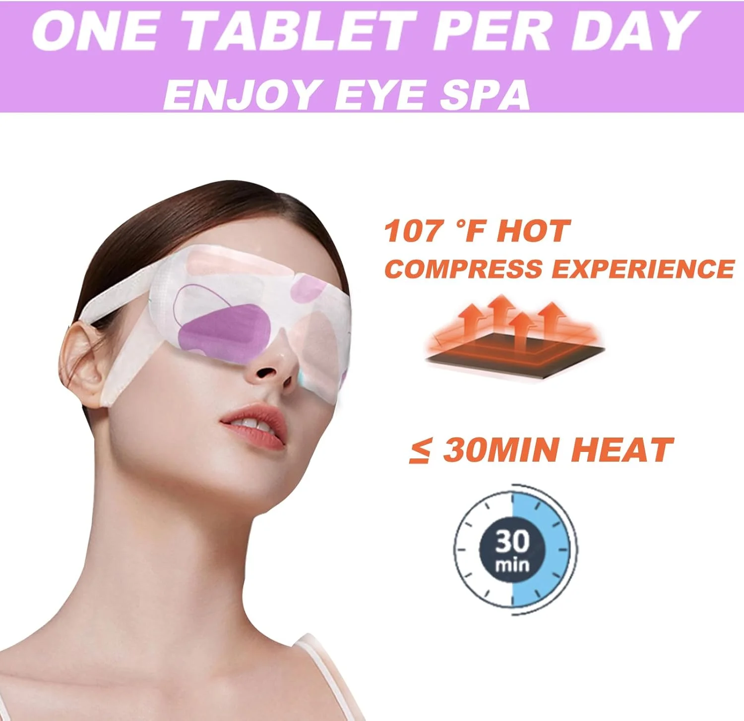 ۵۰ عدد ماسک چشم بخار برای خشکی چشم، ماسک چشم خواب گرم شونده خودکار یکبار مصرف، تسکین دهنده خشکی چشم، خستگی چشم، سیاهی دور چشم، پف، میکروگرو (اسطوخودوس)