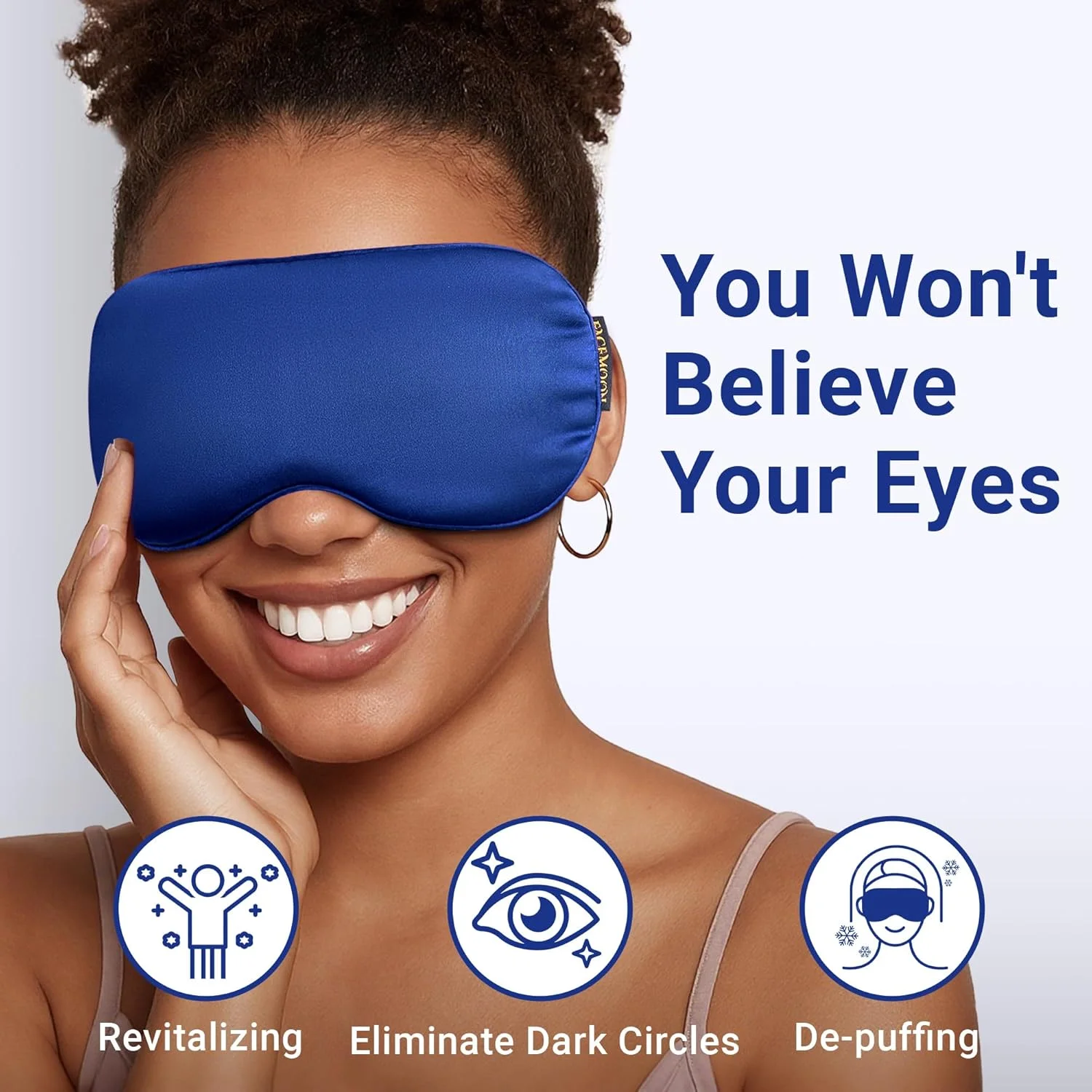 ماسک چشم خنک کننده FACEMOON، ماسک چشم سرد برای سیاهی دور چشم، پف کردگی، سردرد، میگرن، ماسک چشم ژلی وزنی، کمپرس سرد چشم یخی قابل استفاده مجدد (آبی)