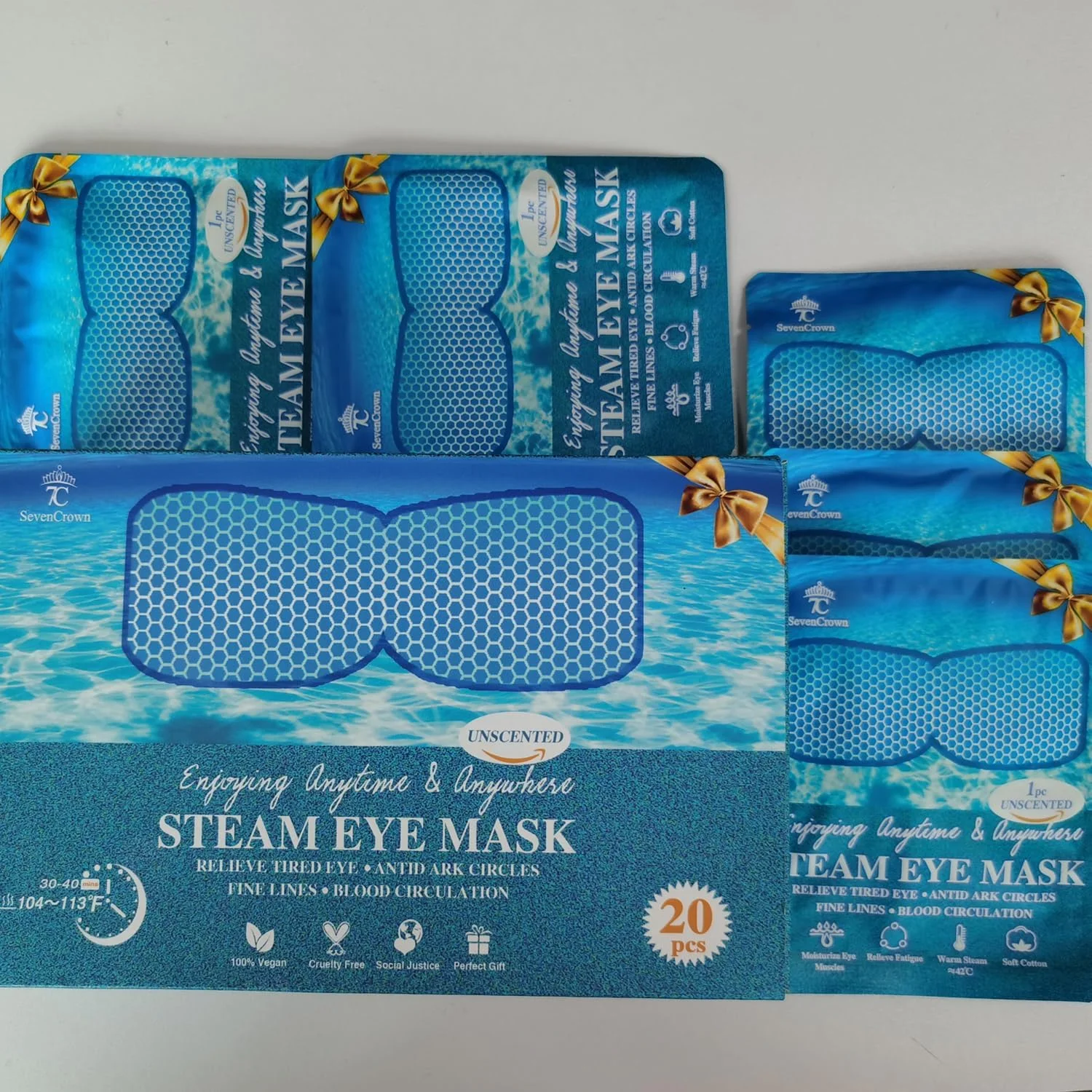 ماسک خواب برای ملزومات سفر، ماسک چشم بخار، کمپرس گرم برای چشم، ماسک چشم گرم کننده کاهش پف و حلقه های تیره و تسکین چشم های خسته، هدایای آرامش بخش اسپا مراقبت از خود برای زنان 20 عدد، بدون عطر