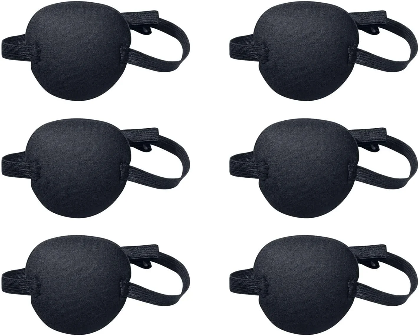 بسته 6 عددی پد چشم، پدهای چشم قابل تنظیم با سگک، پوشش های چشم اصلاح شده بصری، پدهای چشم دزد دریایی برای بزرگسالان و کودکان، پد چشم، ماسک تک چشم در 6 رنگ (مشکی)
