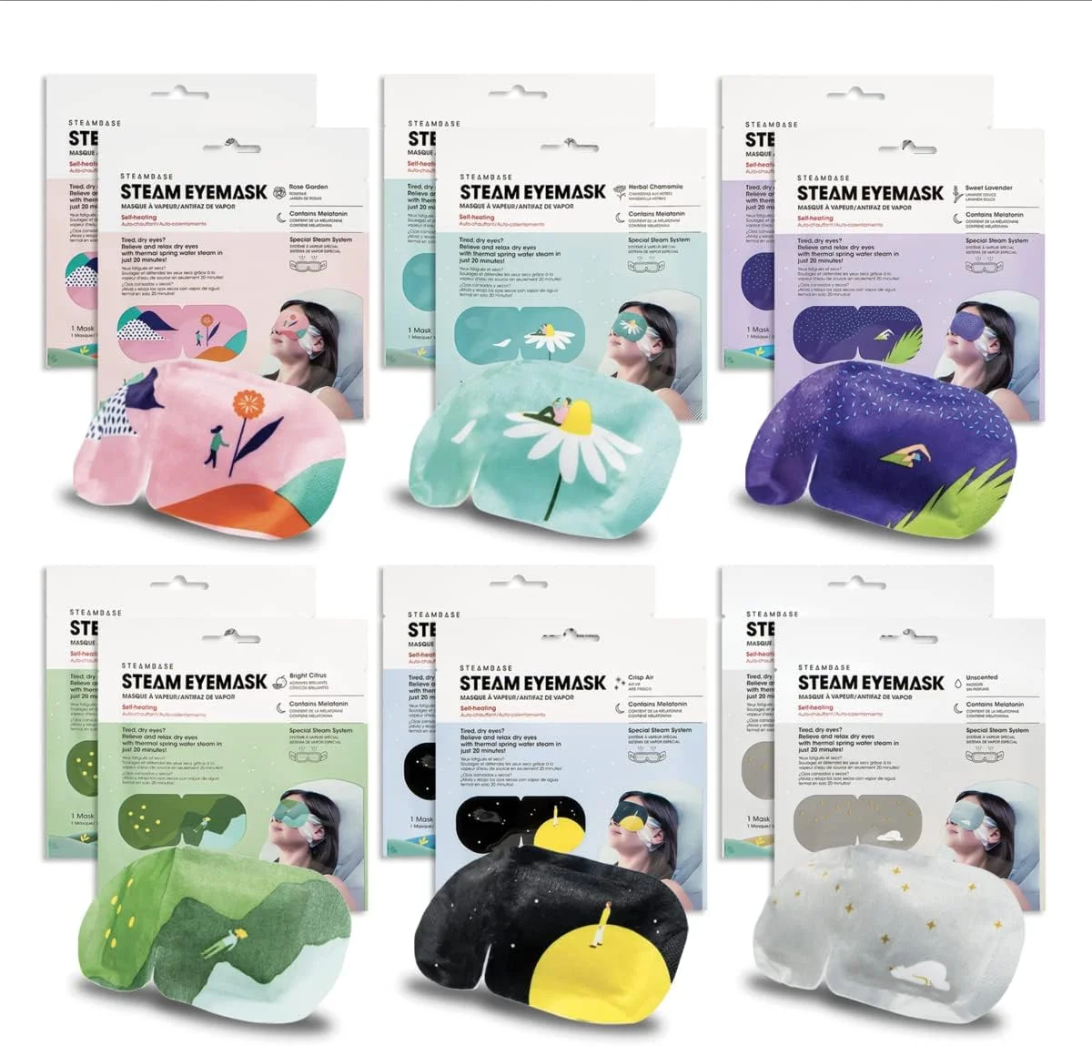 ماسک چشم بخار اپیل، بسته 12 عددی، برای خشکی و پف چشم، کمک به خواب با رطوبت بخار ملاتونین، خود گرم شونده، محصول کره