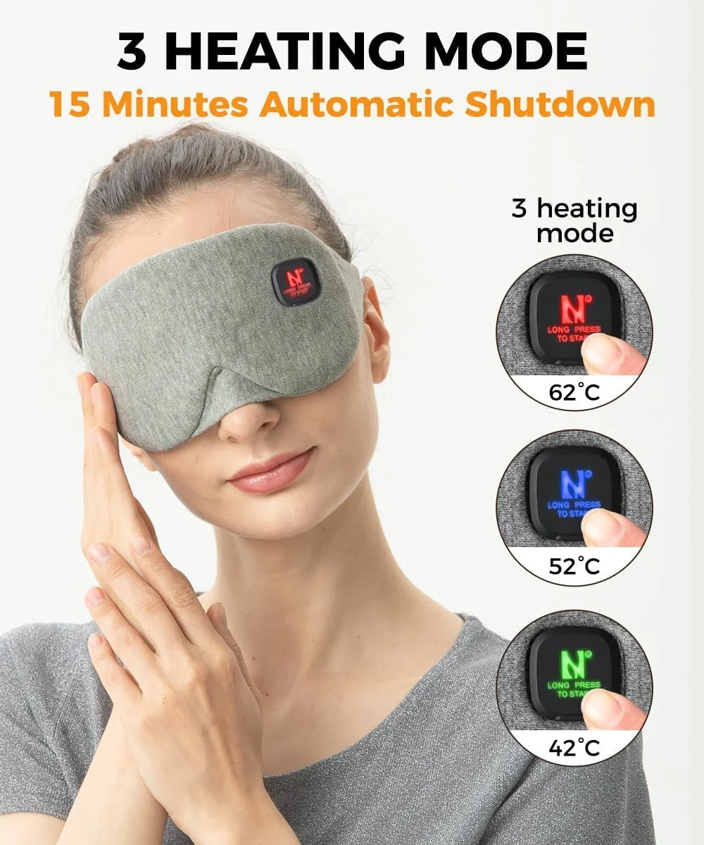 چشم بند گرمایشی آرما سیزن، خاکستری، پنبه ای، چشم بند خواب، کشی، گرما درمانی