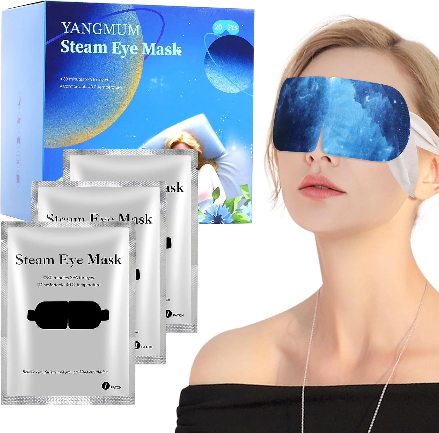 بسته 20 عددی ماسک چشم گرم کننده SDSM، ماسک چشم بخار ملایم برای تسکین خشکی چشم، خستگی چشم، ماسک چشم، ماسک چشم خود گرم شونده، ماسک خواب به آرامش چشم ها کمک می کند (بدون عطر)