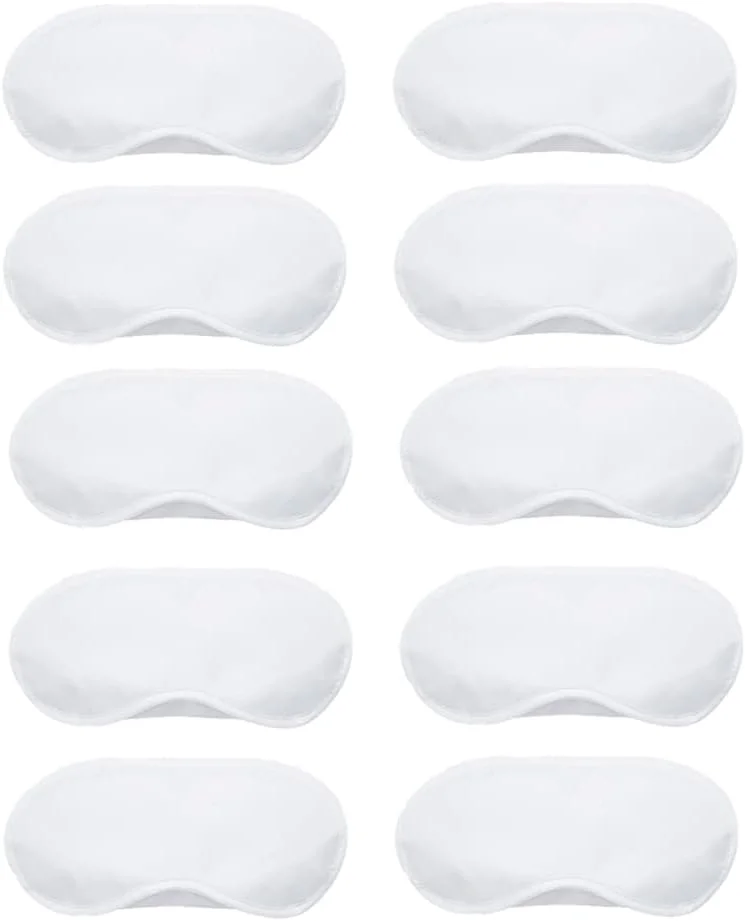 ماسک خواب، ماسک چشم برای خواب، بسته 10 عددی ماسک چشم طبیعی 100% واقعی با بند قابل تنظیم، محافظت از چشم در برابر نور برای مسافرت یوگا (سفید)