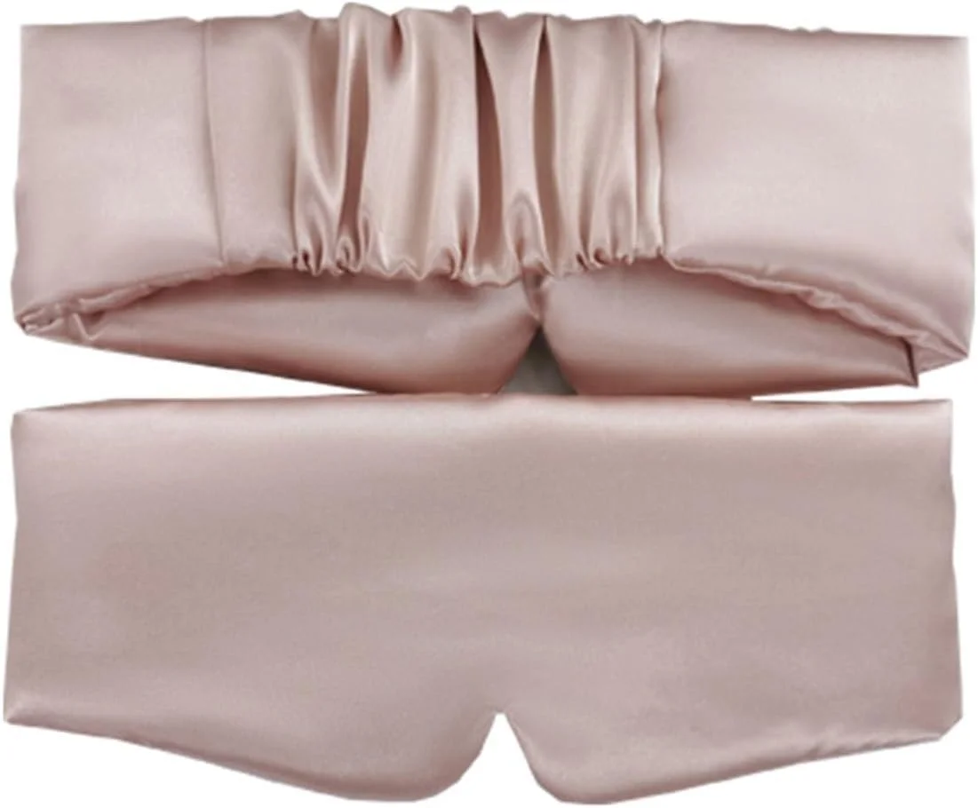 چشم بند خواب ابریشمی ساتن راحت، پوشش سایه چشم، پد بزرگ شده چشم برای استراحت چشم، مناسب برای سلامت خواب مردان و زنان (رنگ: صورتی)