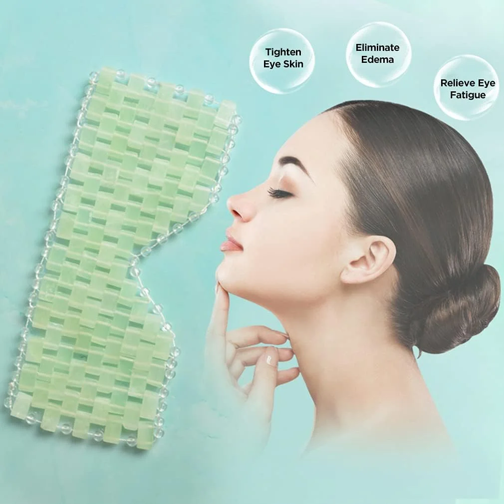 ماسک چشم خواب سنگ یشم طبیعی زورنی برای آرامش و رفع پف، و خستگی چشم با ماساژ درمانی گرم و سرد