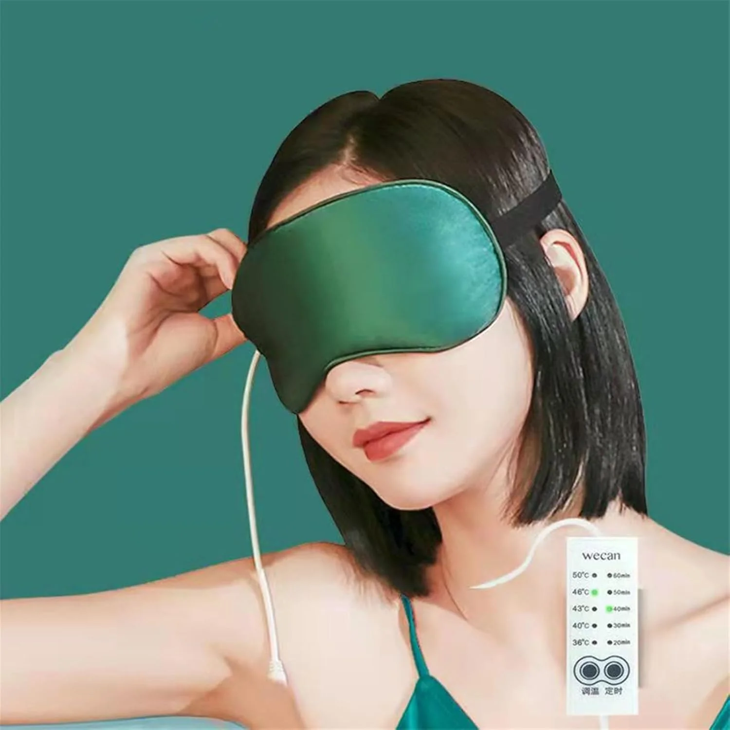 چشم بند خواب ابریشمی وانام، پوشش چشم بخار گرم کننده و کمپرس گرم (رنگ: سبز)