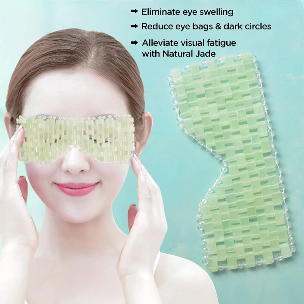 ماسک چشم خواب سنگ یشم طبیعی زورنی برای آرامش و رفع پف، و خستگی چشم با ماساژ درمانی گرم و سرد