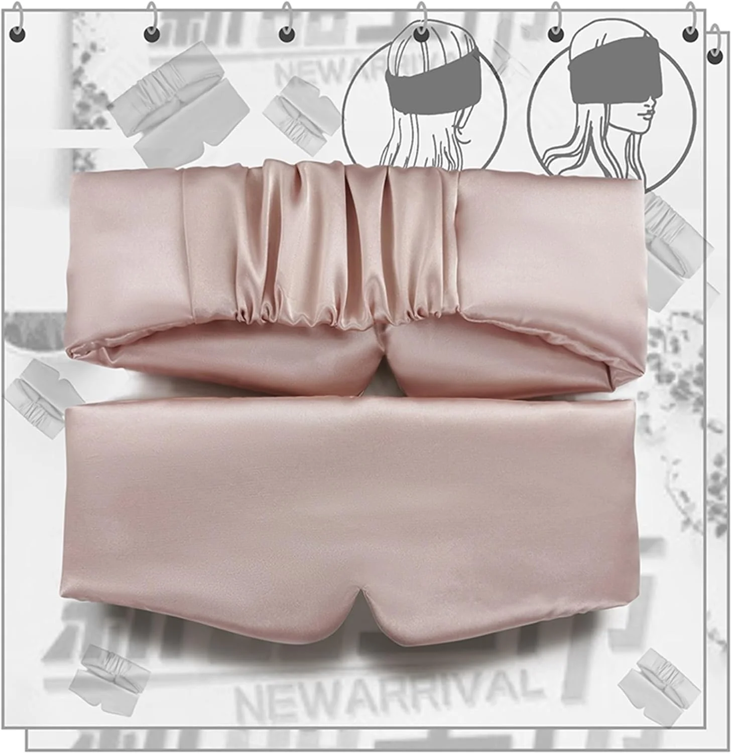 چشم بند خواب ابریشمی ساتن راحت، پوشش سایه چشم، پد بزرگ شده چشم برای استراحت چشم، مناسب برای سلامت خواب مردان و زنان (رنگ: صورتی)