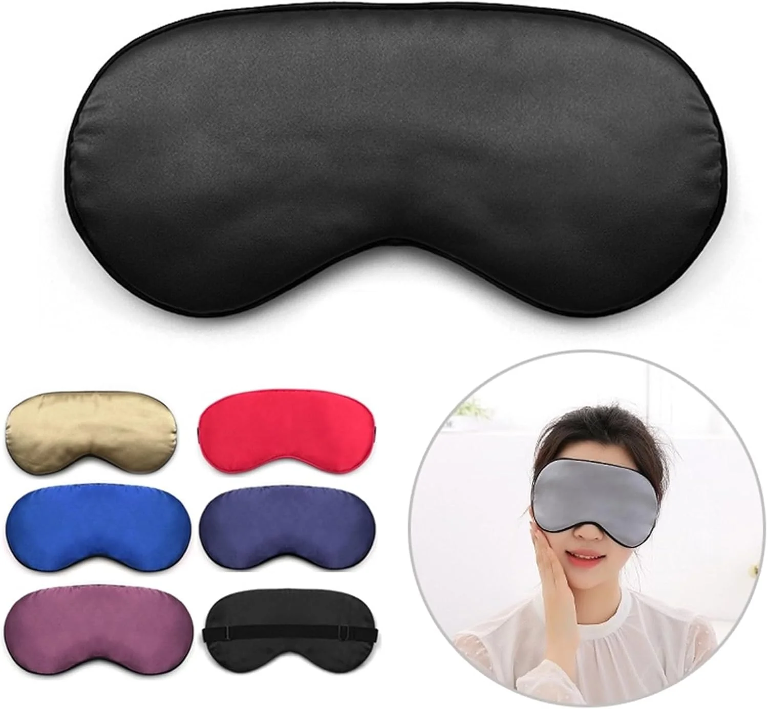 WANAM Eye Mask Silk Sleep Eye Mask Padded Shade Eye Cover Patch Sleeping Mask Blindfolds Travel Relax Rest Women Men (Color : Sky blue)