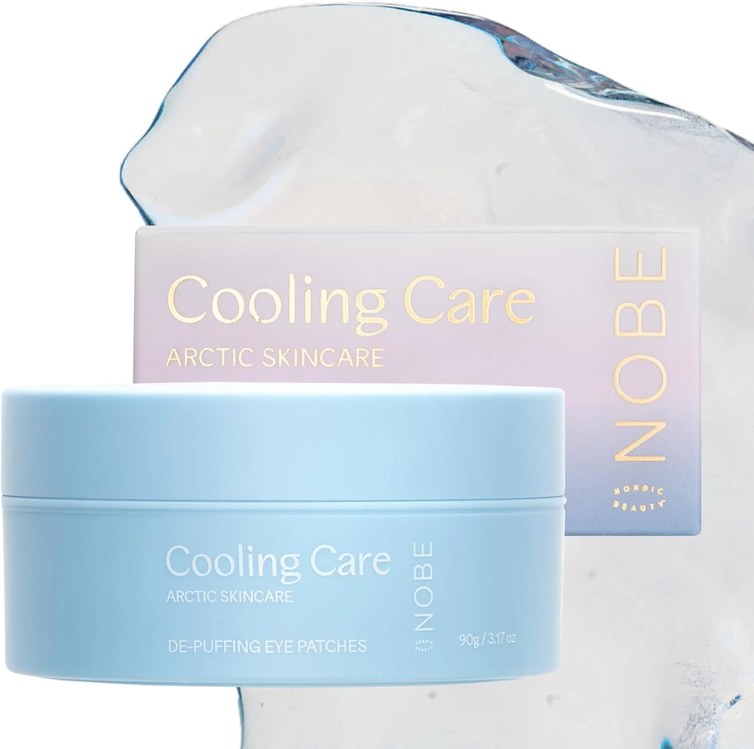 پدهای خنک کننده و رفع پف زیر چشم NOBE - 30 جفت پد هیدروژلی مرطوب کننده برای رفع سیاهی زیر چشم - پدهای خنک کننده، بدون عطر و حاوی هیالورونیک اسید، مراقبت از چشم