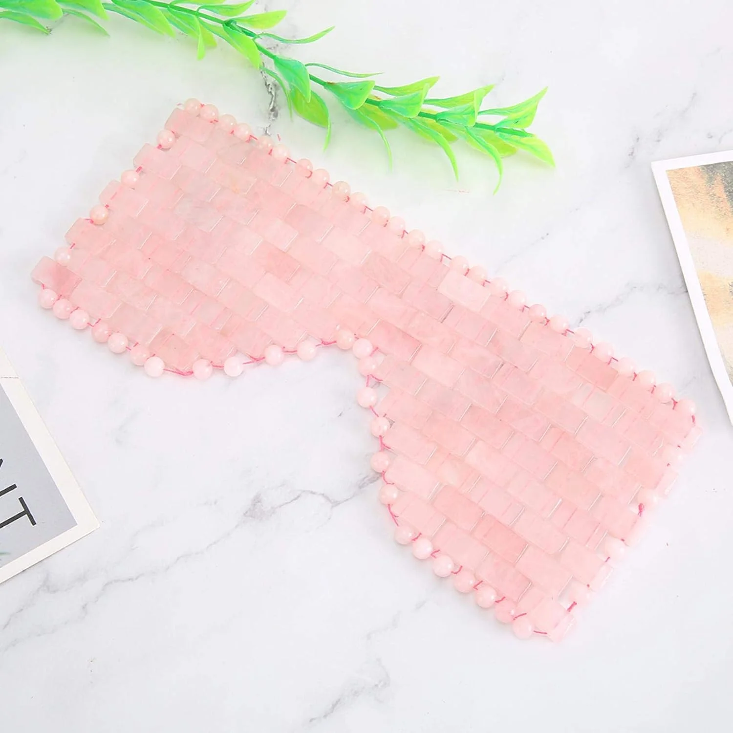 ماسک چشم، ماسک چشم سنگ یشم، درمان خنک کننده چشم برای پف چشم و حلقه های تیره، پوشش آرامش بخش چشم برای خواب، ماسک خواب برای زنان، ماسک چشم برای رفع خستگی چشم (کریستال صورتی)