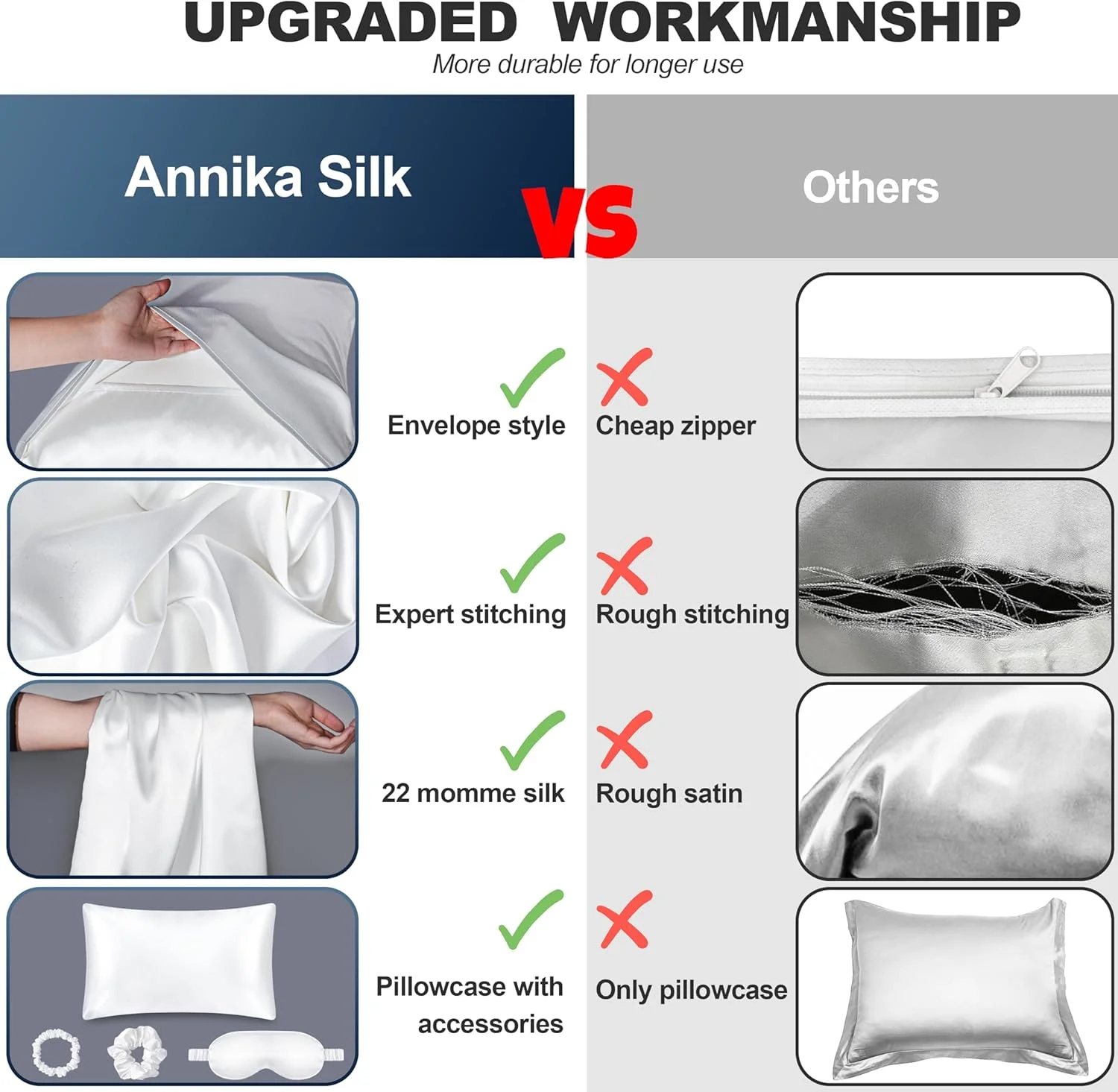ست هدیه چشم بند خواب - شامل روبالشی ابریشم توت فرنگی سایز کوئین 22 Momme، چشم بند خواب و اسکرانچی ابریشمی - هدیه تولد برای بهترین دوست شما، هدیه ساقدوش عروس
