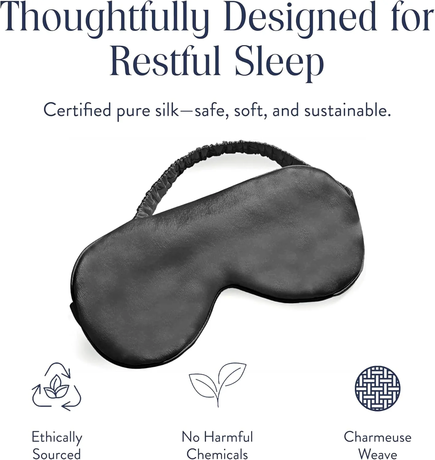 چشم بند ابریشمی توت بروکلینن (خاکستری کربنی)