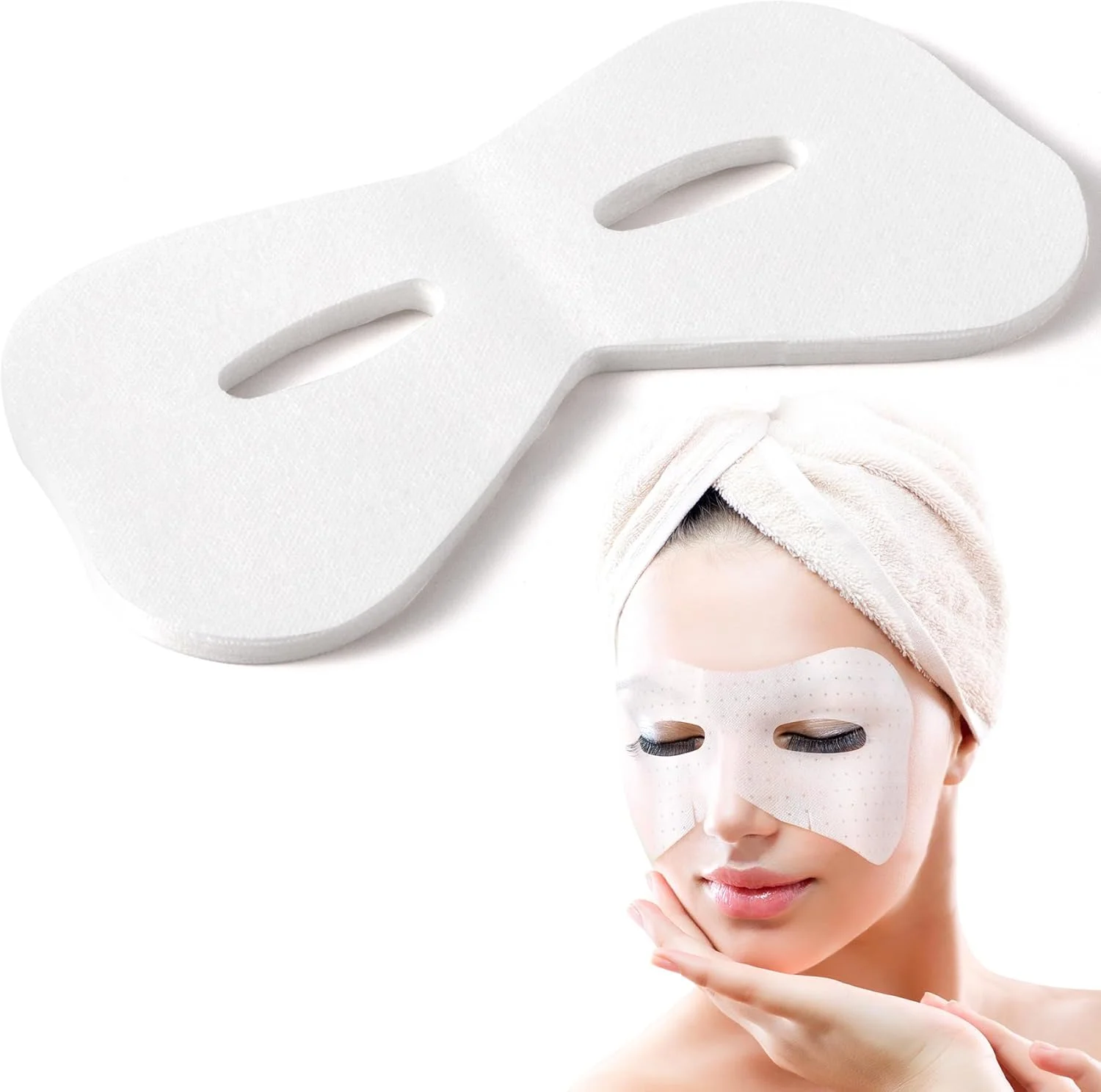 پد ماسک چشم یکبار مصرف جوز واندرفول، 50 عددی، پد های مراقبت از چشم غیر بافته، پد های پنبه ای اسپا برای صورت، ورقه های زیبایی ماسک چشم شفاف DIY برای آرایش (مدل B)