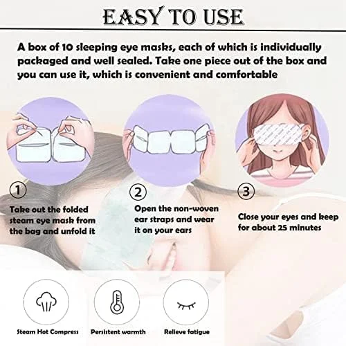اکسفوره، ماسک چشم بخار، بسته 10 عددی، ماسک اسپا بخار گرم چشم، ماسک یکبار مصرف تسکین دهنده سردرد و خشکی چشم برای سیاهی و پف زیر چشم (رز)