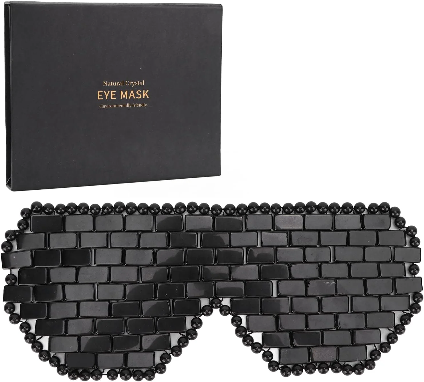 ماسک چشم یشمی، ماسک چشم سنگی مراقبت از پوست، کاهش سیاهی دور چشم، کمک به خوابیدن، 22.5 x 9.5 سانتی متر (مشکی)