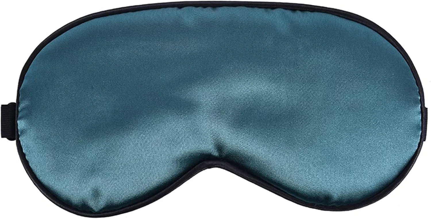 ماسک چشم خواب ابریشمی مصنوعی، چشم بند مسافرتی، پد چشم برای چرت زدن، چشم بند استراحت، پوشش چشم، ماسک خواب، سایه چشم شبانه، چند طرح (آبی تیره)