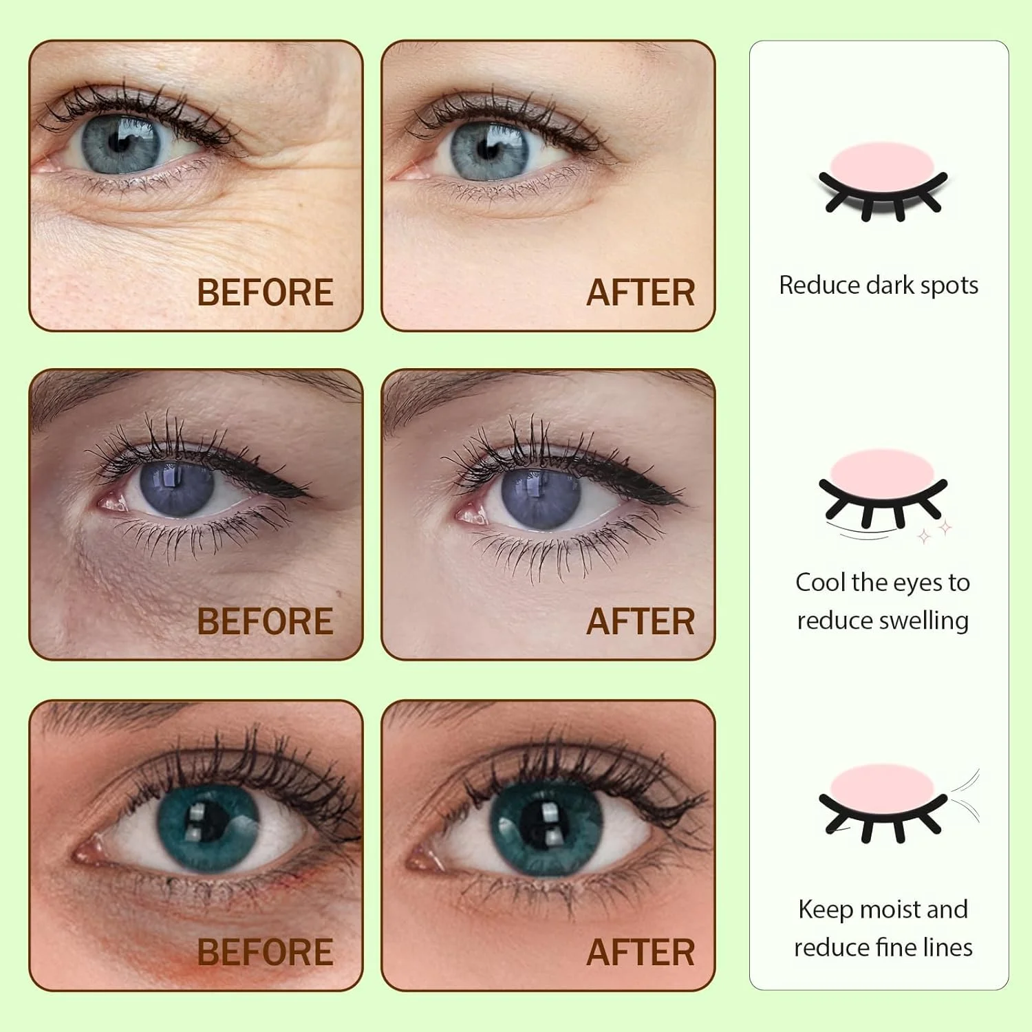 بسته 60 عددی پدهای زیر چشم آلوئه ورا، پدهای ژلی مرطوب کننده، پچ هیدروژل چشم، ایده آل برای مراقبت روزانه از چشم، پدهای نرم چشم برای ناحیه زیر چشم (سبز)