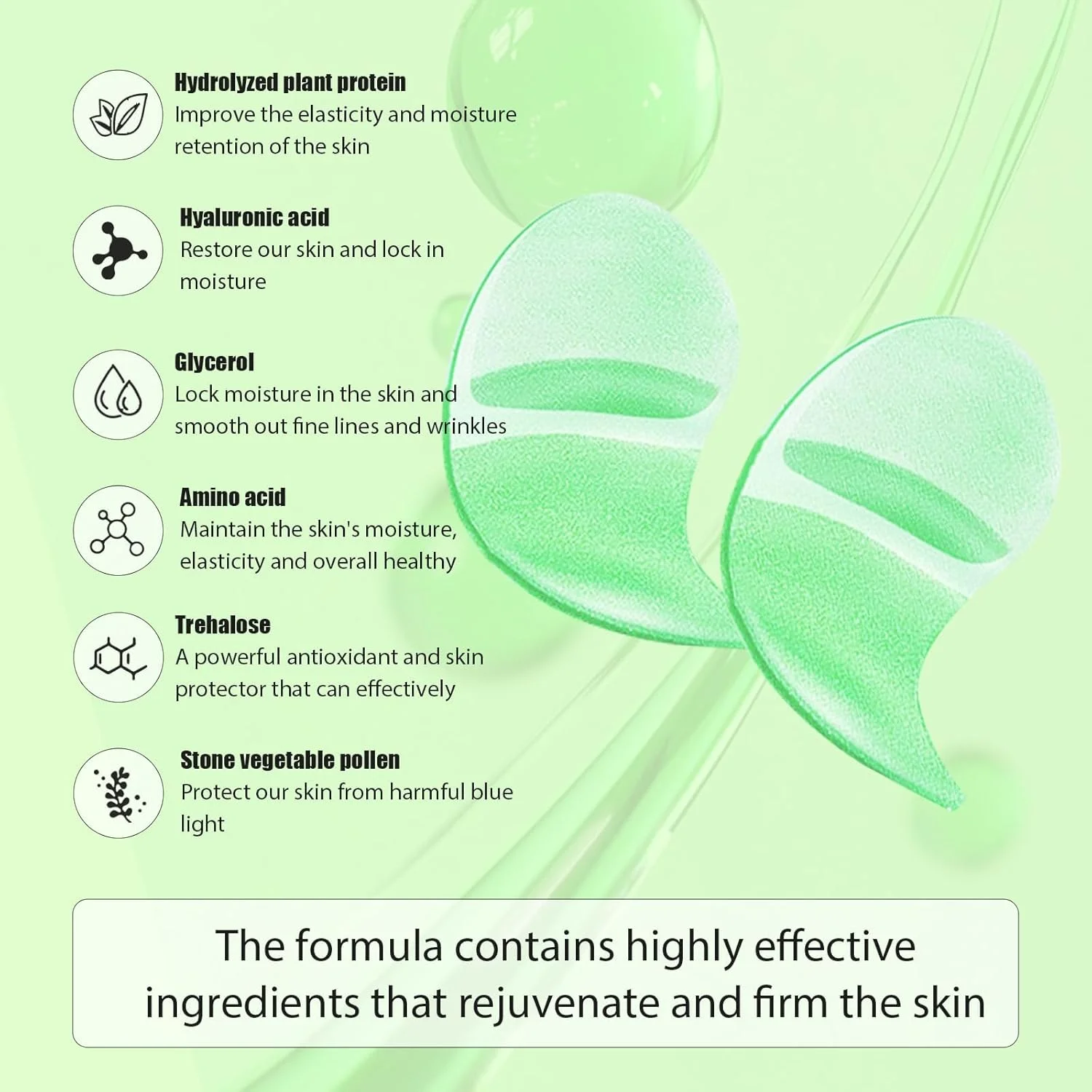 بسته 60 عددی پدهای زیر چشم آلوئه ورا، پدهای ژلی مرطوب کننده، پچ هیدروژل چشم، ایده آل برای مراقبت روزانه از چشم، پدهای نرم چشم برای ناحیه زیر چشم (سبز)