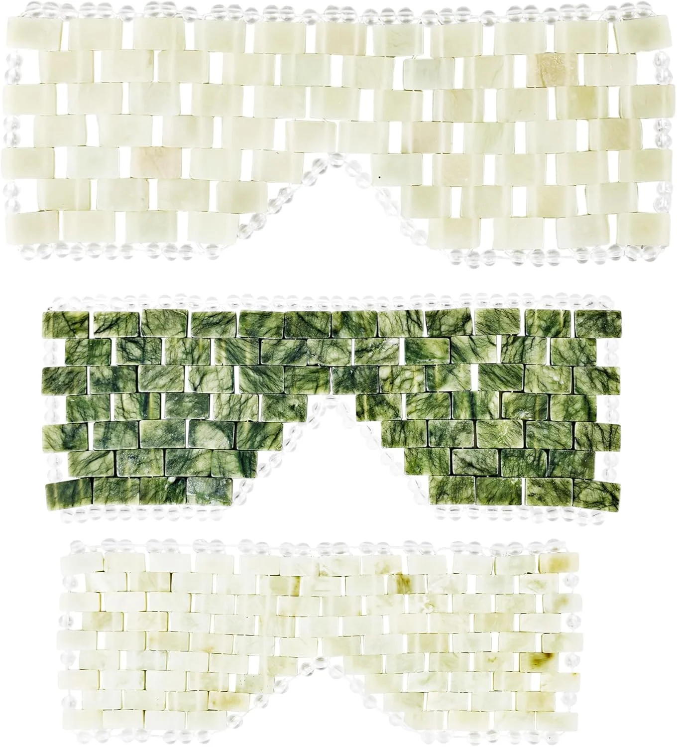 ست 3 عددی ماسک چشم یشم سبز، ماسک خنک کننده صورت برای کاهش پف، ماسک خواب برای تسکین و پوشش چشم، در 3 سایز