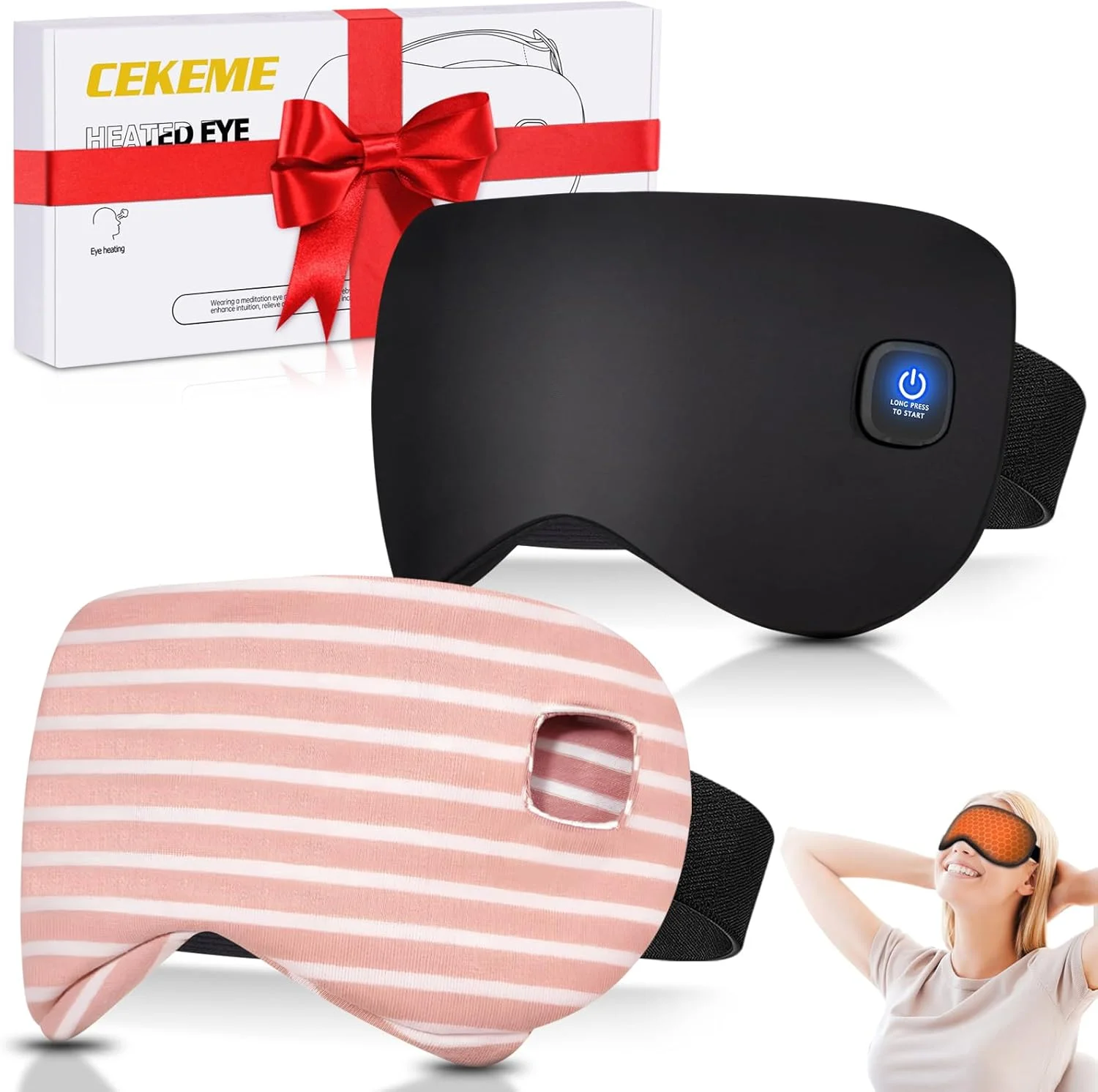 ماسک چشم گرمایشی برای خشکی چشم، کمپرس گرم کننده بدون سیم برای تسکین خشکی چشم، قابل شستشو با 2 روکش تعویضی، هدیه تولد، ماسک چشم برای مادر، پدر، زنان، مردان، او، او