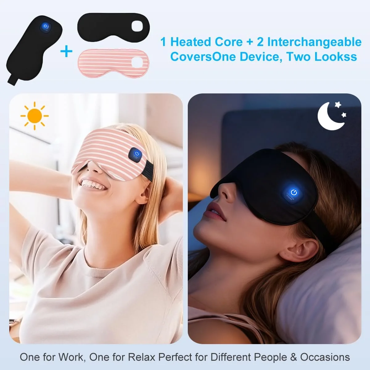 ماسک چشم گرمایشی برای خشکی چشم، کمپرس گرم کننده بدون سیم برای تسکین خشکی چشم، قابل شستشو با 2 روکش تعویضی، هدیه تولد، ماسک چشم برای مادر، پدر، زنان، مردان، او، او