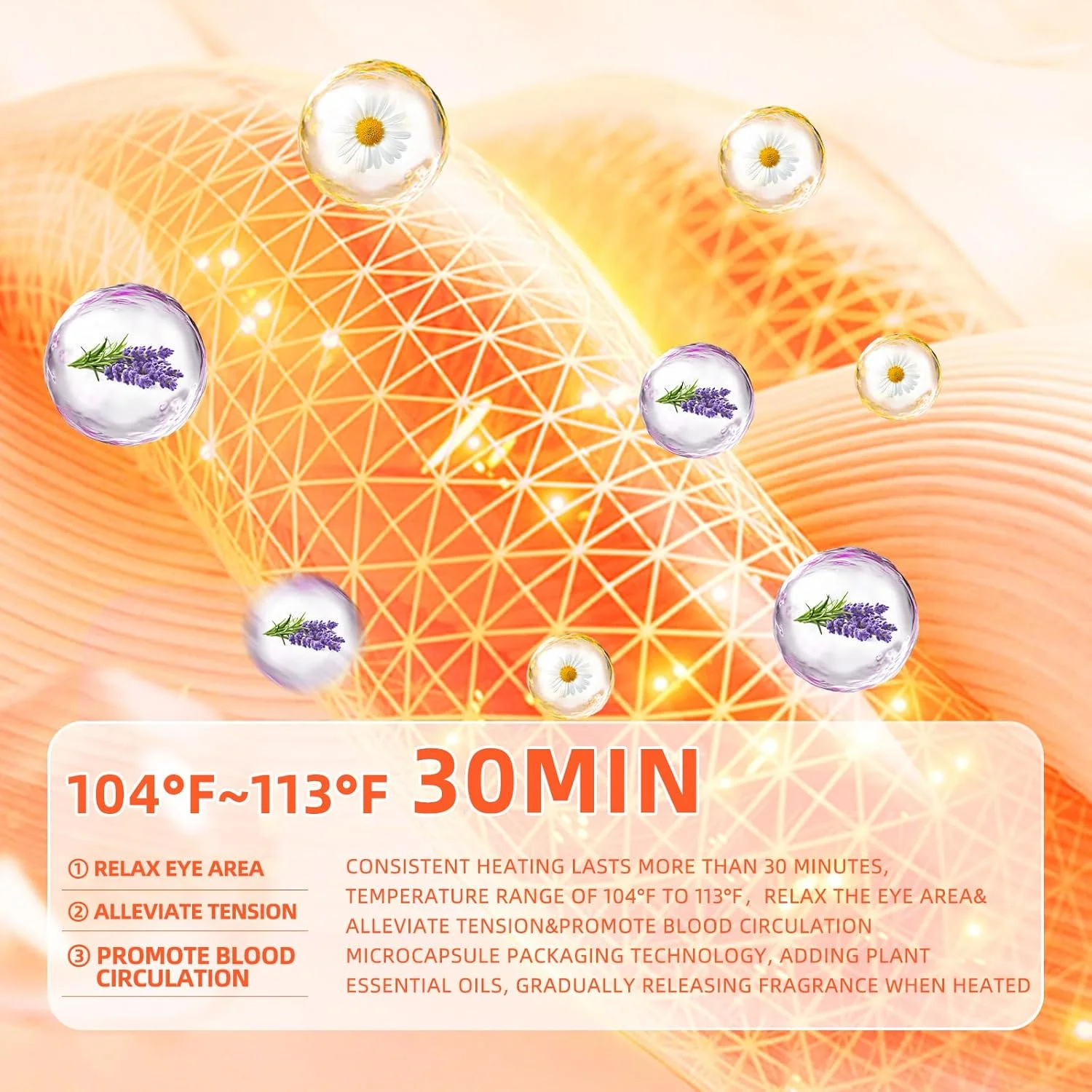 ماسک چشم بخار برای خشکی چشم، ماسک چشم خودگرم شونده برای خواب، اسپا، رفع استرس و خستگی چشم (10 عدد، اسطوخودوس)