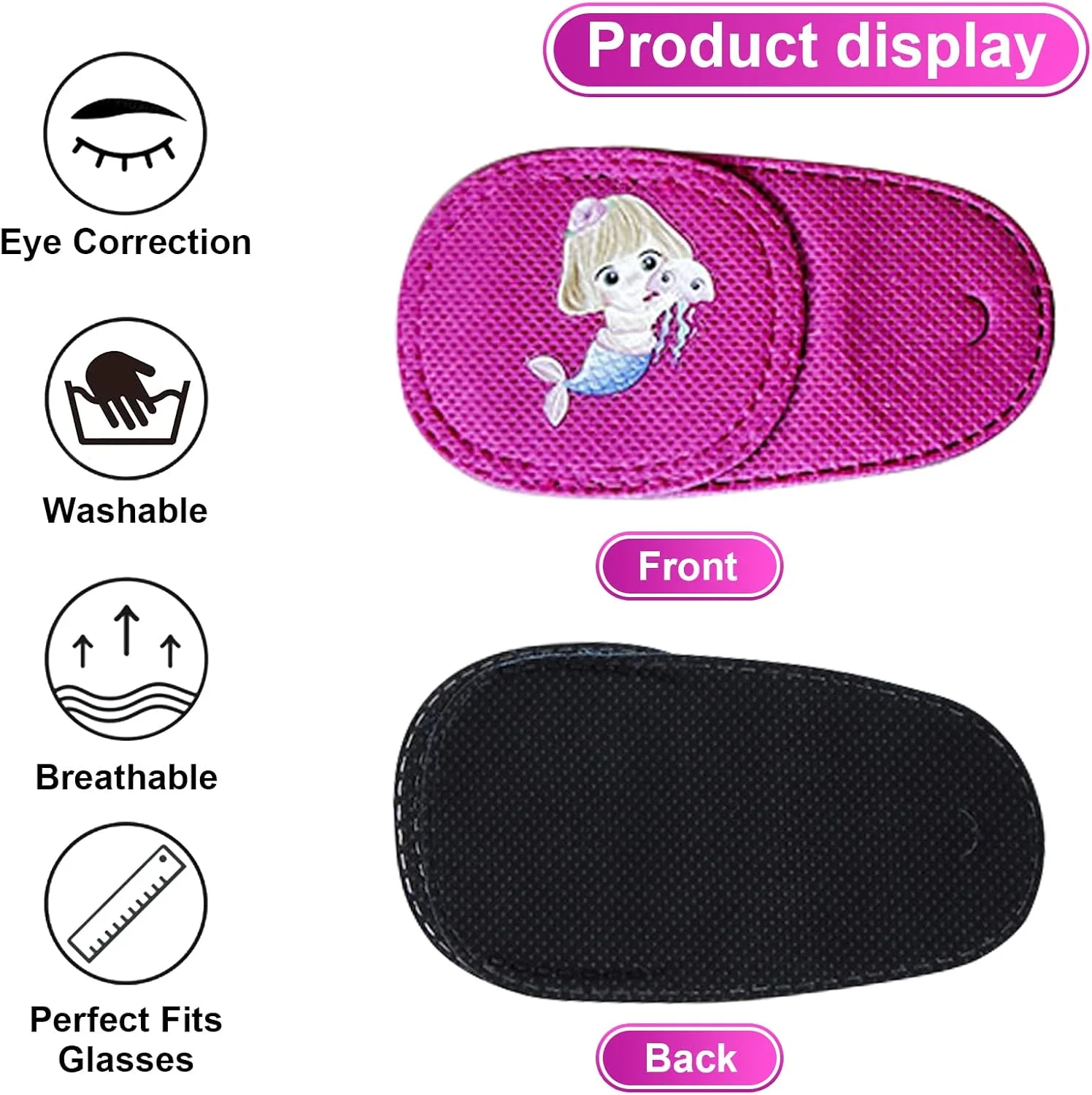 پد چشم کودکانه، 6 عدد پد چشم دخترانه برای عینک، پد چشم قابل استفاده مجدد برای کودکان نوپا جهت درمان آمبلیوپی و استرابیسموس و بعد از جراحی (پری دریایی صورتی) پد چشم کودکانه، 6 عدد پد چشم دخترانه برای عینک، پد چشم قابل استفاده مجدد برای کودکان نوپا جهت درمان آمبلیوپی و استرابیسموس و بعد از جراحی (پری دریایی صورتی)