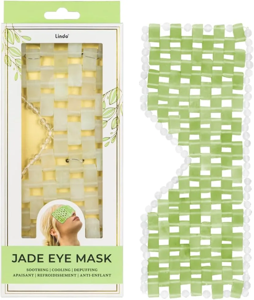 ماسک چشم یشم لیندو - ماسک چشم خواب صورت، سنگ یشم طبیعی 100% دست ساز، درمان گرم و سرد، خنک کننده طبیعی، تسکین دهنده و ضد پف، مراقبت از پوست ضد پیری