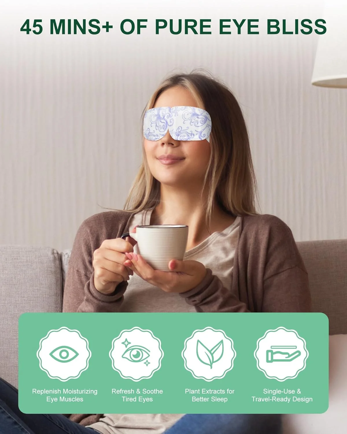 ماسک چشم گرمایشی بزرگ برای خشکی چشم بدون عطر 24 عددی، ماسک بخار چشم یکبار مصرف برای سیاهی دور چشم و پف کردگی برای خواب، مسافرت و محل کار، بهترین هدیه برای زنان و عزیزان