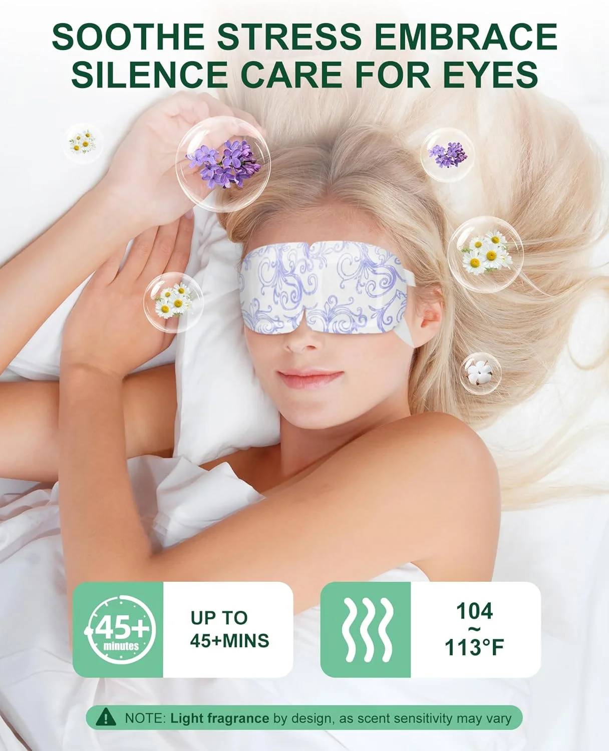 ماسک چشم گرمایشی بزرگ برای خشکی چشم بدون عطر 24 عددی، ماسک بخار چشم یکبار مصرف برای سیاهی دور چشم و پف کردگی برای خواب، مسافرت و محل کار، بهترین هدیه برای زنان و عزیزان