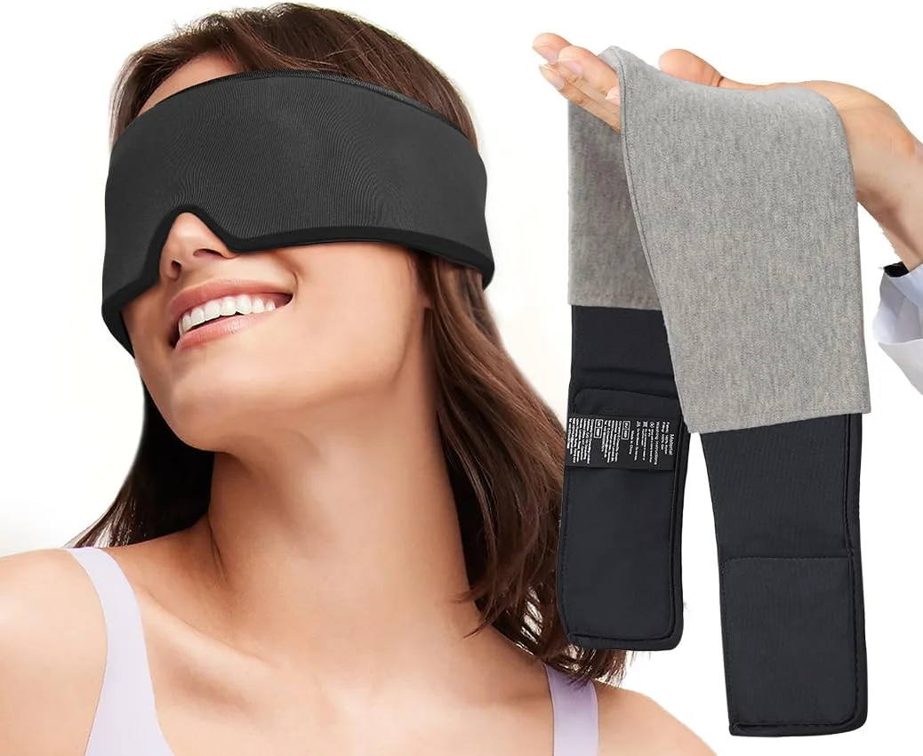 ماسک خواب خنک کننده Umisleep، ماسک چشم قابل استفاده مجدد برای کمپرس سرد، کیسه یخ نرم، پوشش ژلی چشم برای پف و خشکی چشم، سردرد، حلقه های تیره، تسکین میگرن، درمان گل مژه، مشکی