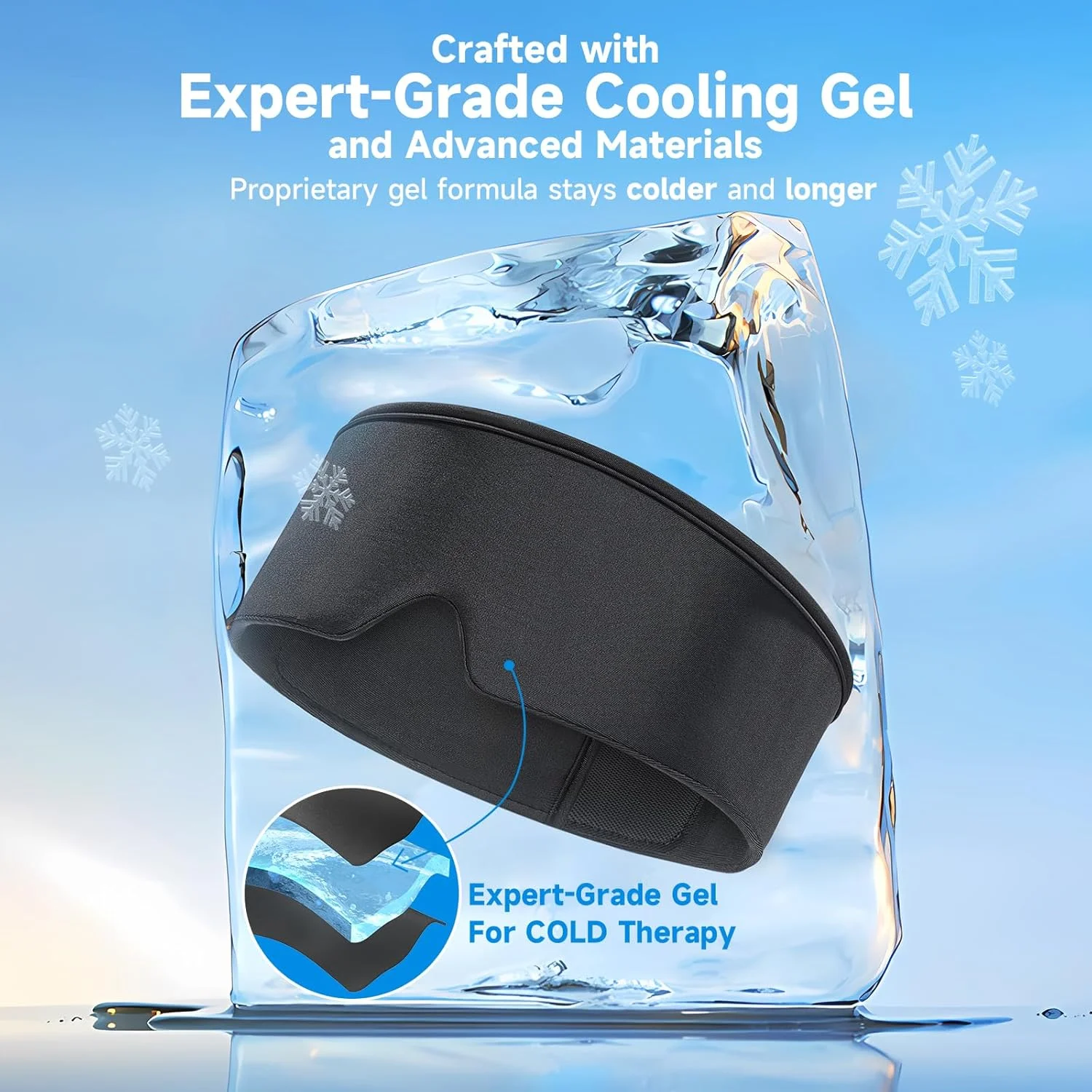 ماسک خواب خنک کننده Umisleep، ماسک چشم قابل استفاده مجدد برای کمپرس سرد، کیسه یخ نرم، پوشش ژلی چشم برای پف و خشکی چشم، سردرد، حلقه های تیره، تسکین میگرن، درمان گل مژه، مشکی