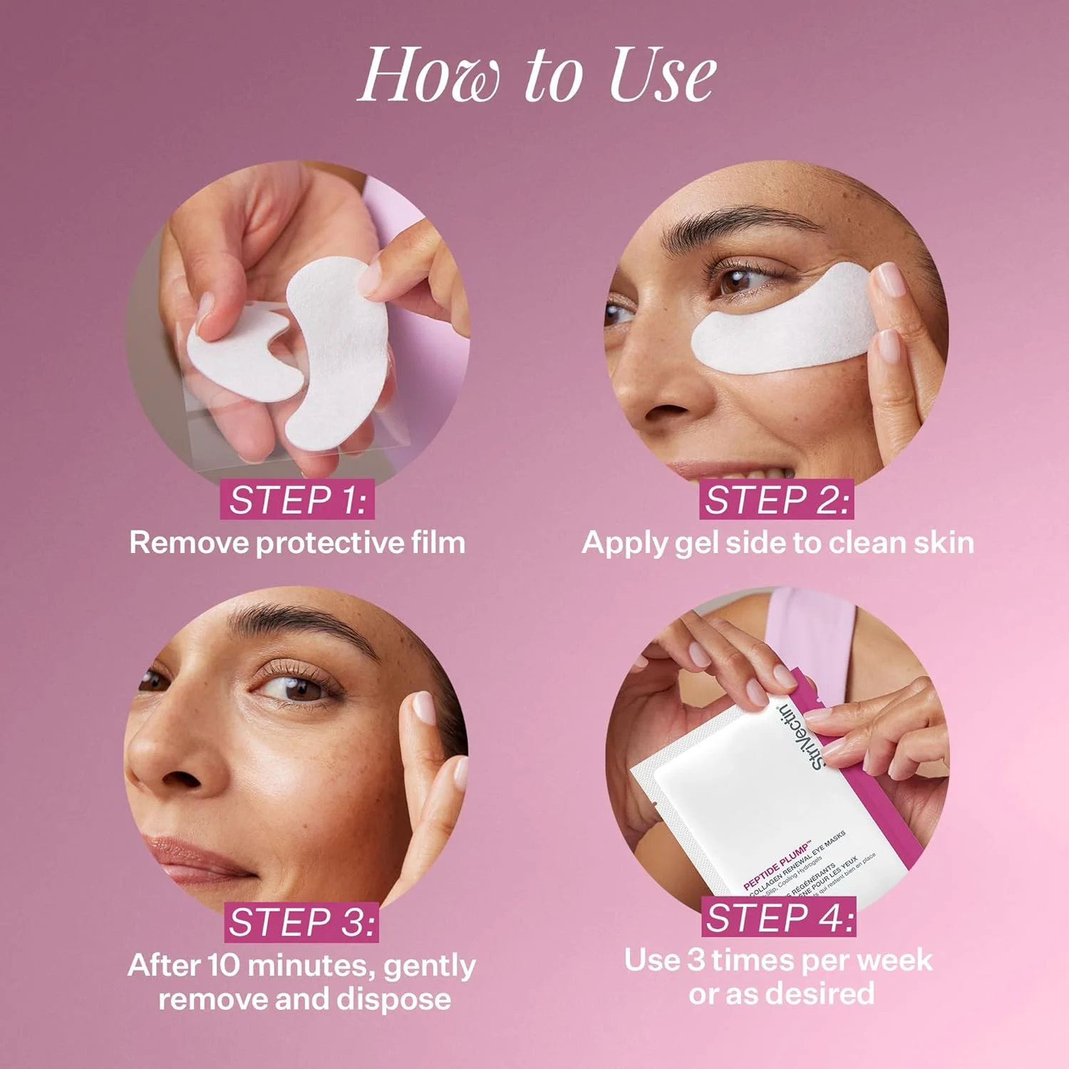 ماسک دور چشم احیا کننده و صاف کننده کلاژن پپتیدی StriVectin، 6 جفت ماسک چشم