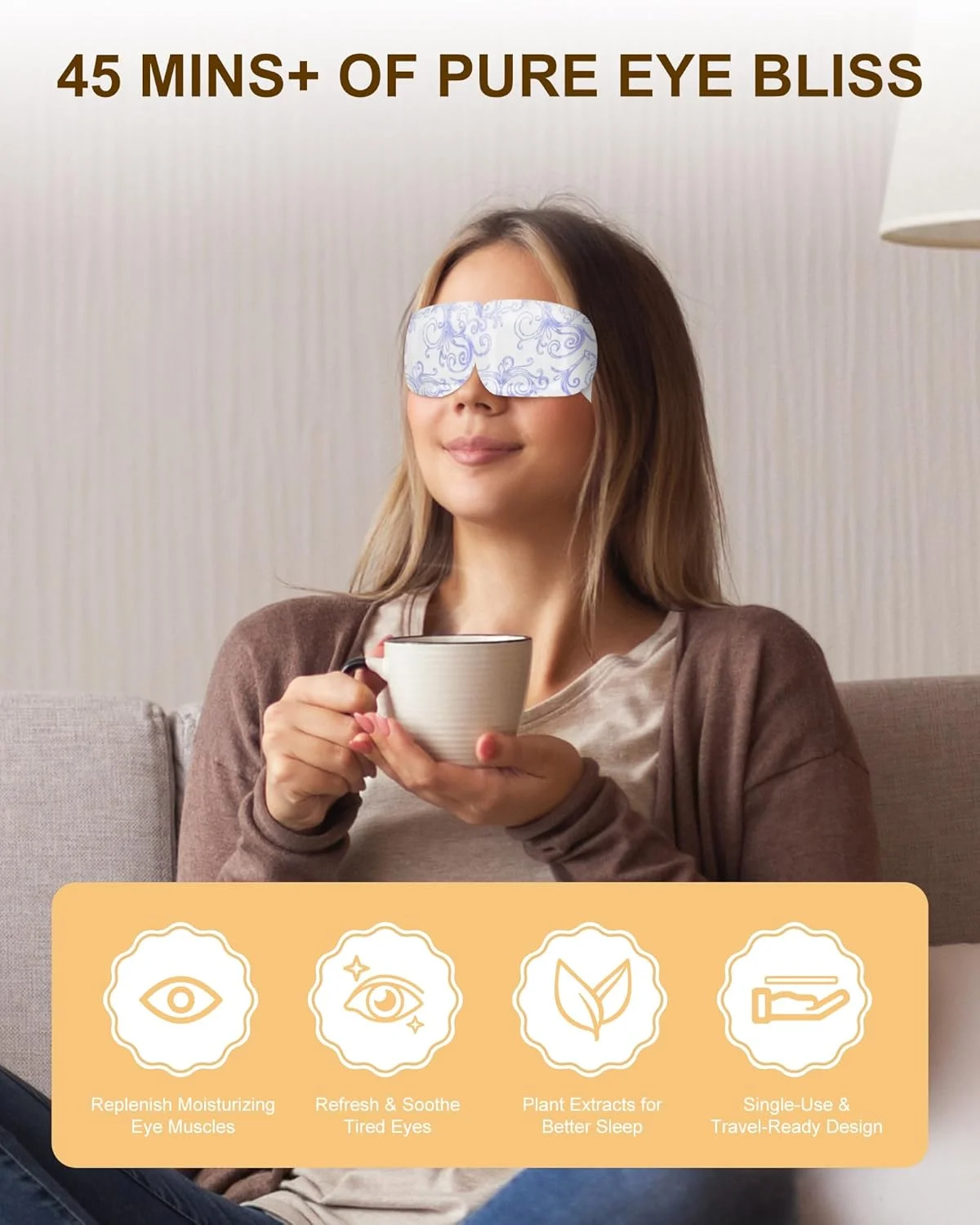 ماسک چشم گرمایشی بزرگ یکبار مصرف بابونه 24 عددی، ماسک چشم خود گرم شونده برای خشکی چشم، سیاهی دور چشم و پف کردگی برای خواب، مسافرت و محل کار، بهترین هدیه برای زنان و عزیزان