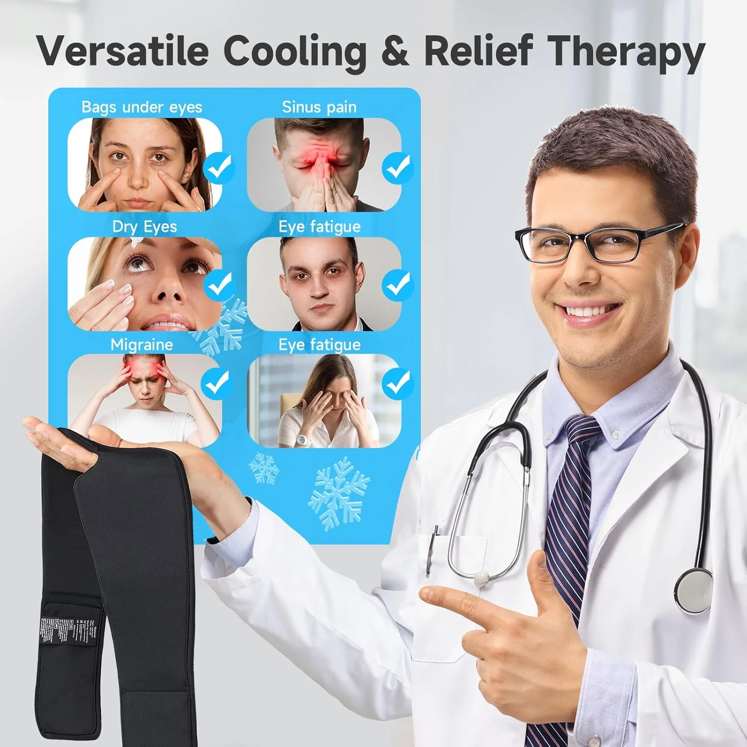 ماسک خواب خنک کننده Umisleep، ماسک چشم قابل استفاده مجدد برای کمپرس سرد، کیسه یخ نرم، پوشش ژلی چشم برای پف و خشکی چشم، سردرد، حلقه های تیره، تسکین میگرن، درمان گل مژه، مشکی