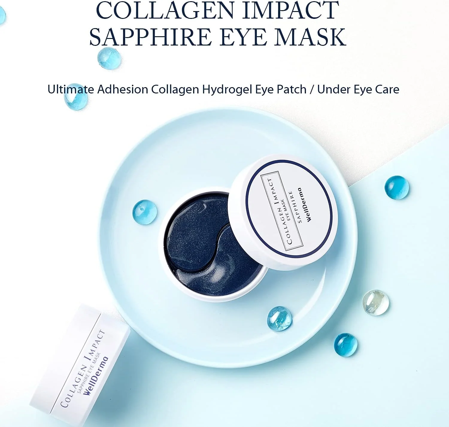 ماسک دور چشم کلاژن ولدرما با عصاره یاقوت کبود - 60 عدد پد هیدروژلی مرطوب کننده حاوی کلاژن هیدرولیز شده، پد زیر چشم برای تیرگی، چروک، خشکی و کدری پوست