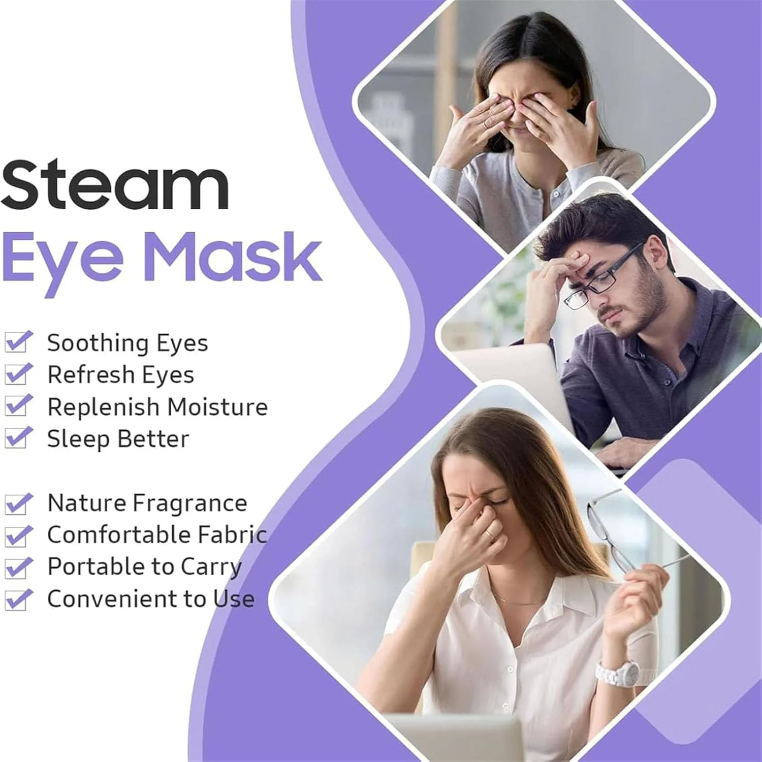 ماسک چشم بخار لومیدیو، ماسک چشم گرمایشی یکبار مصرف، کمپرس گرم چشم، ماسک چشم بخار خود گرم شونده گرمای فوری + آبرسانی تسکین دهنده برای چشم های خشک، خسته یا پف کرده (3 جعبه)