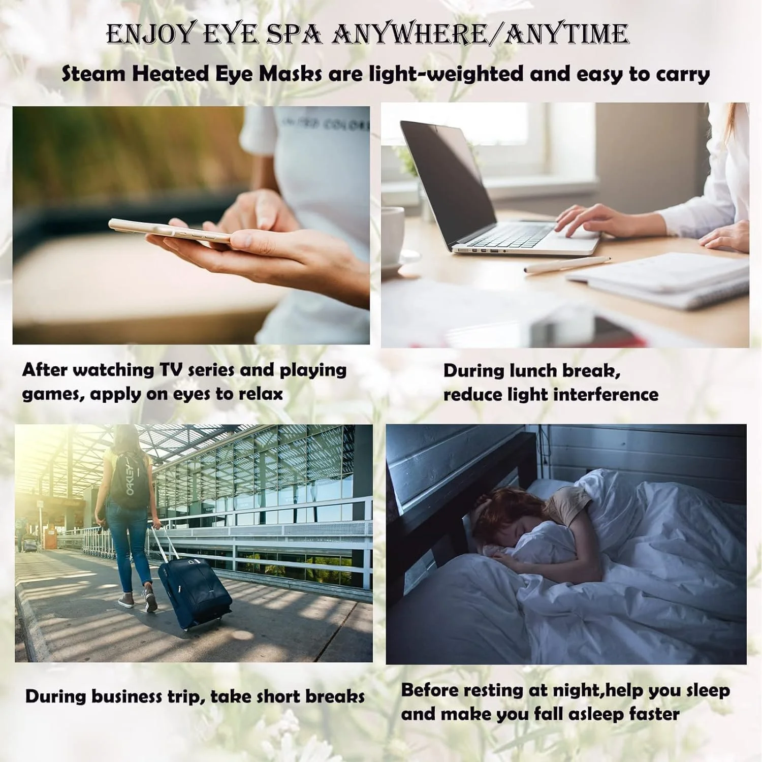 ماسک چشم بخار، بسته 10 عددی ماسک اسپا چشم بخار گرم، ماسک چشم برای سیاهی و پف زیر چشم، تسکین دهنده یکبار مصرف سردرد، خشکی چشم، تسکین استرس، رفع خستگی چشم ماسک چشم بخار (بابونه)