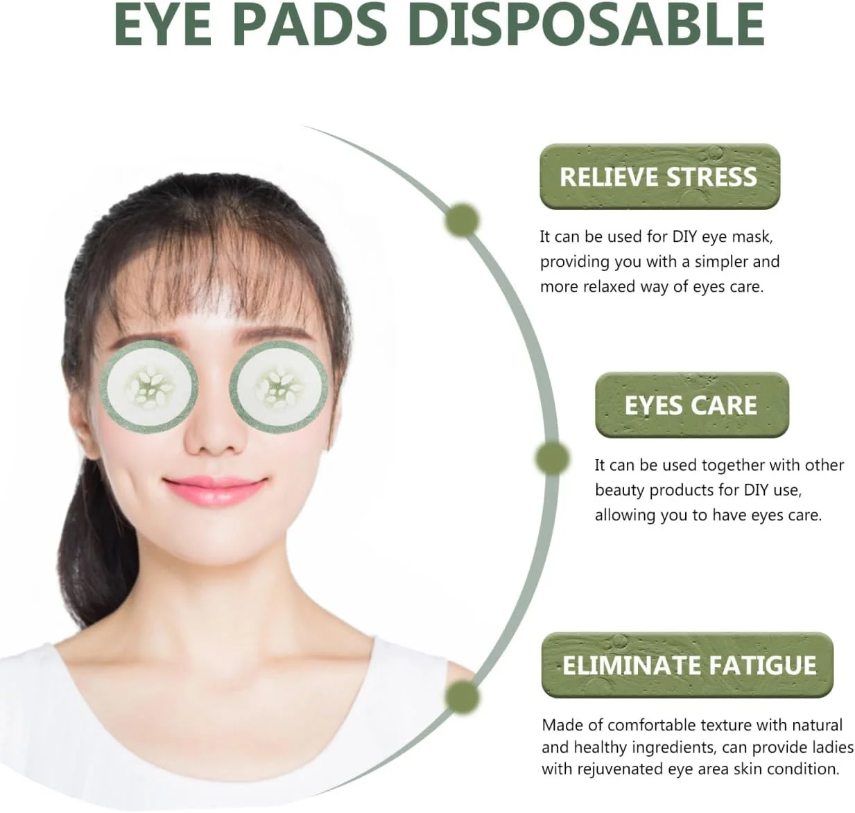 پدهای ماسک چشم خیار COHEALI، 100 عددی، ماسک های یکبار مصرف مراقبت از پوست چشم، پدهای غیر بافته شده، کاغذهای چشمی خانگی