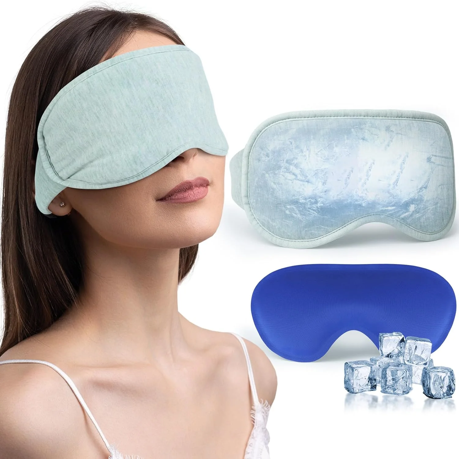 ماسک چشم، ماسک خواب الیاف جلبک دریایی برای سردرد، خشکی چشم و بی خوابی، دارای پل بینی قابل تنظیم برای خواب عمیق تر، ماسک چشم پارچه ای جلبک دریایی با کمپرس یخ ژلی برای تسکین خنک کننده پف چشم