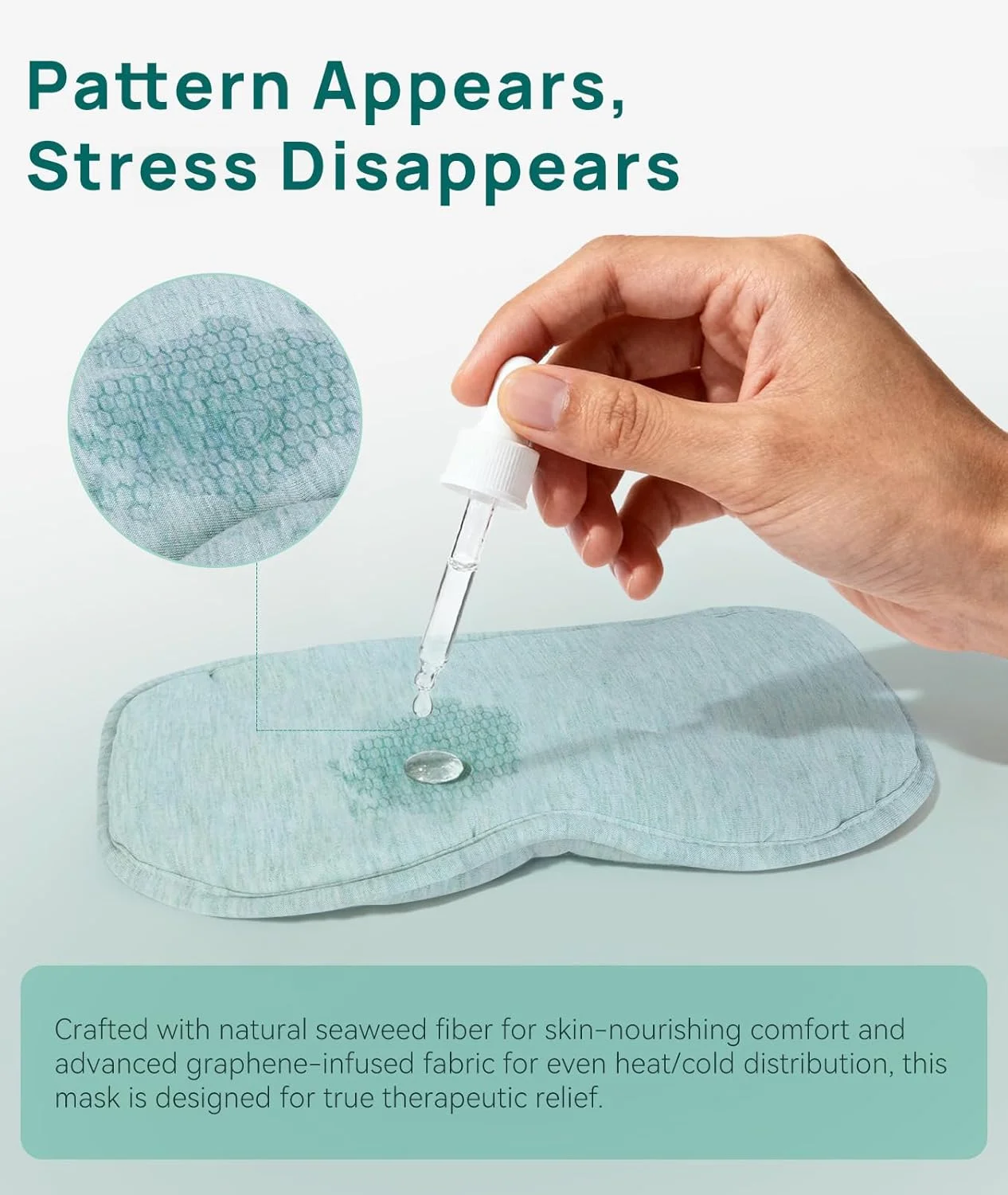 ماسک چشم، ماسک خواب الیاف جلبک دریایی برای سردرد، خشکی چشم و بی خوابی، دارای پل بینی قابل تنظیم برای خواب عمیق تر، ماسک چشم پارچه ای جلبک دریایی با کمپرس یخ ژلی برای تسکین خنک کننده پف چشم