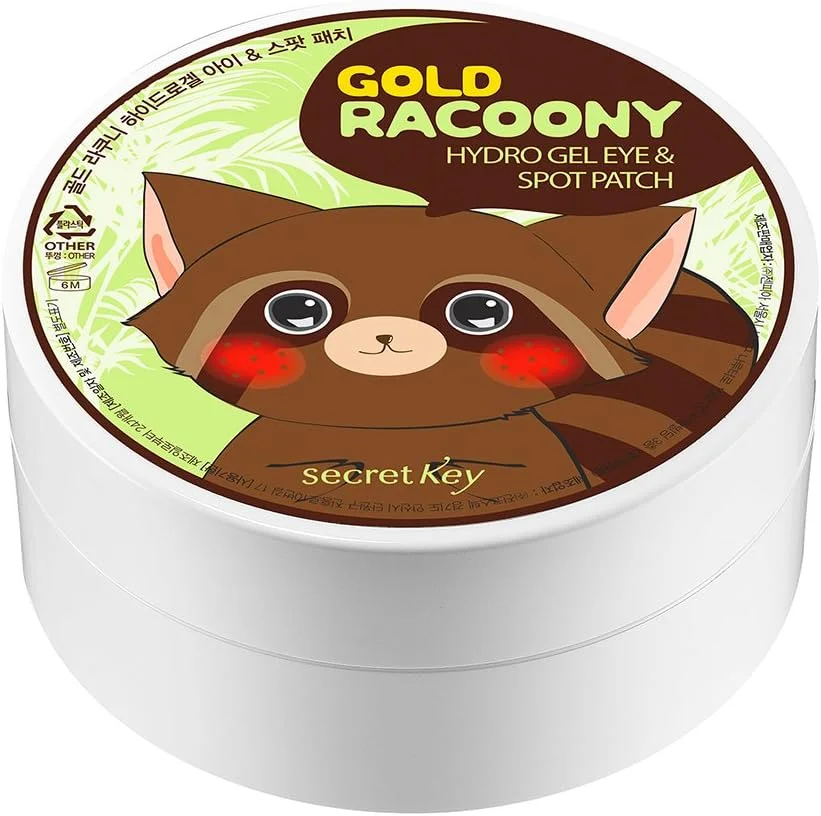 پچ دور چشم و صورت هیدروژلی گلد راکونی [SECRET KEY]، 90 عدد - بهترین درمان برای پف و تیرگی، چین و چروک، ماسک هیدروژل طلای 24 عیار با اسانس فراوان، تسکین دهنده و آبرسان پوست