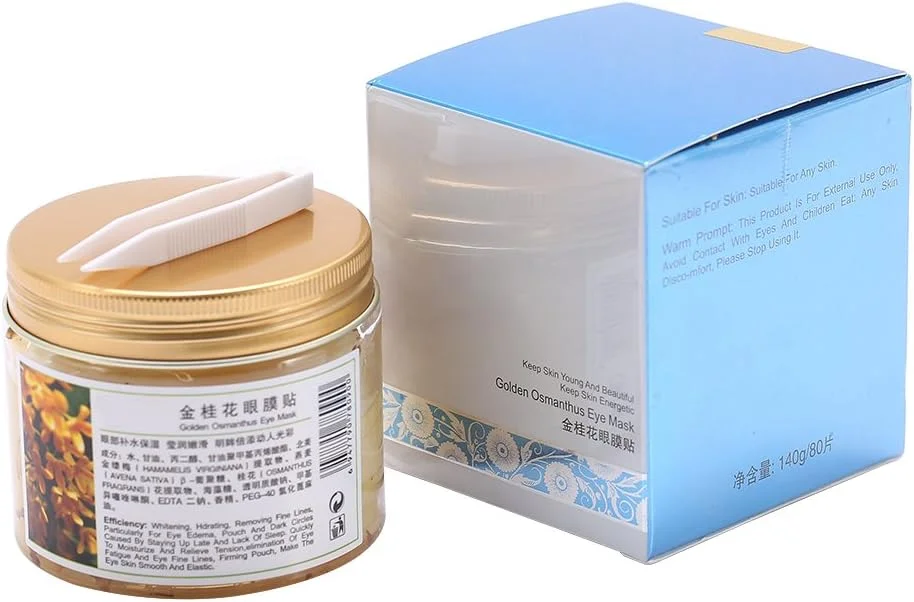 پد ماسک چشم، بسته 80 عددی ماسک چشم گل اسمانتوس طلایی مرطوب کننده، پد ضد پیری، ماسک کلاژن چشم برای رفع چین و چروک پلک و سیاهی دور چشم