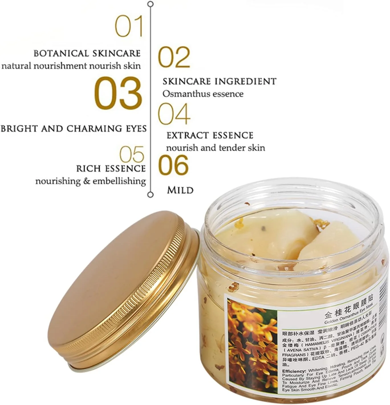 پد ماسک چشم، بسته 80 عددی ماسک چشم گل اسمانتوس طلایی مرطوب کننده، پد ضد پیری، ماسک کلاژن چشم برای رفع چین و چروک پلک و سیاهی دور چشم