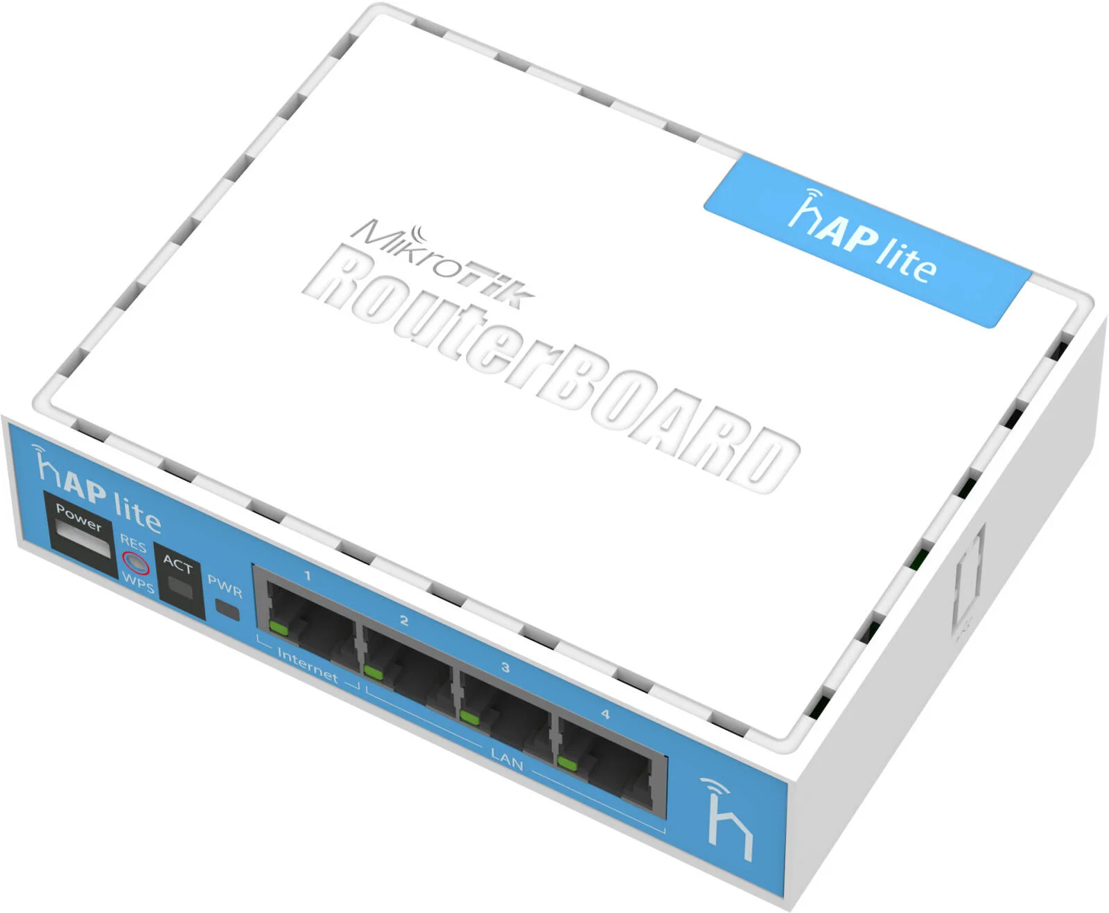 اکسس پوینت MikroTik hAP LITE AP، دوال-چین 2.4GHz، نرخ داده 300Mbit/s، وای-فای 4، 4 پورت اترنت 10/100، تراشه QCA9533-BL3A، رم 32 مگابایت، سفید | RB941-2nD