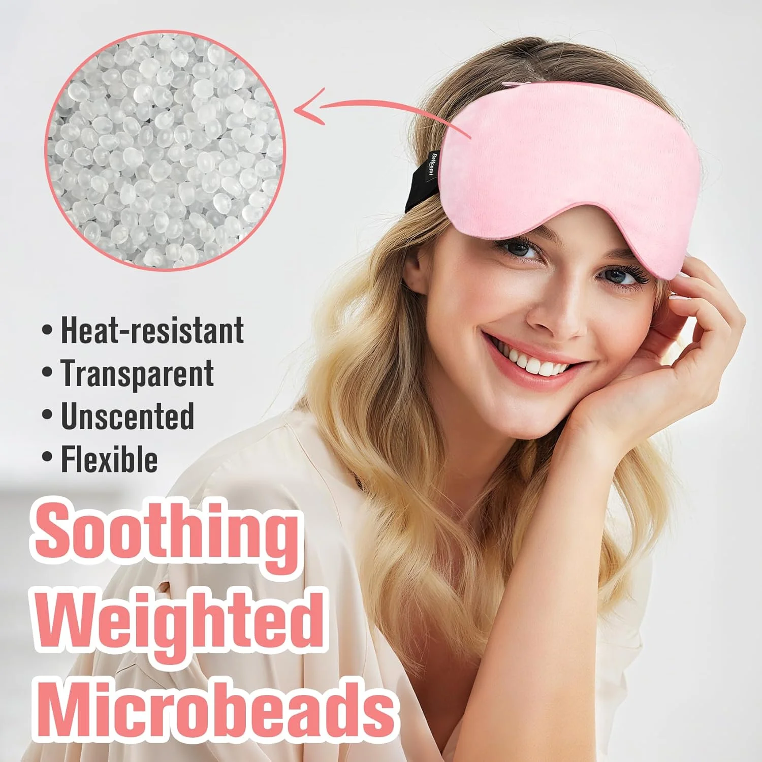 ماسک چشم گرمایشی برای چشم، ماسک چشم وزنی آرامش بخش برای خواب، پد گرم کننده مرطوب مایکروویو برای آرامش چشم، ماسک خواب قابل استفاده مجدد برای خانه، دفتر (صورتی)